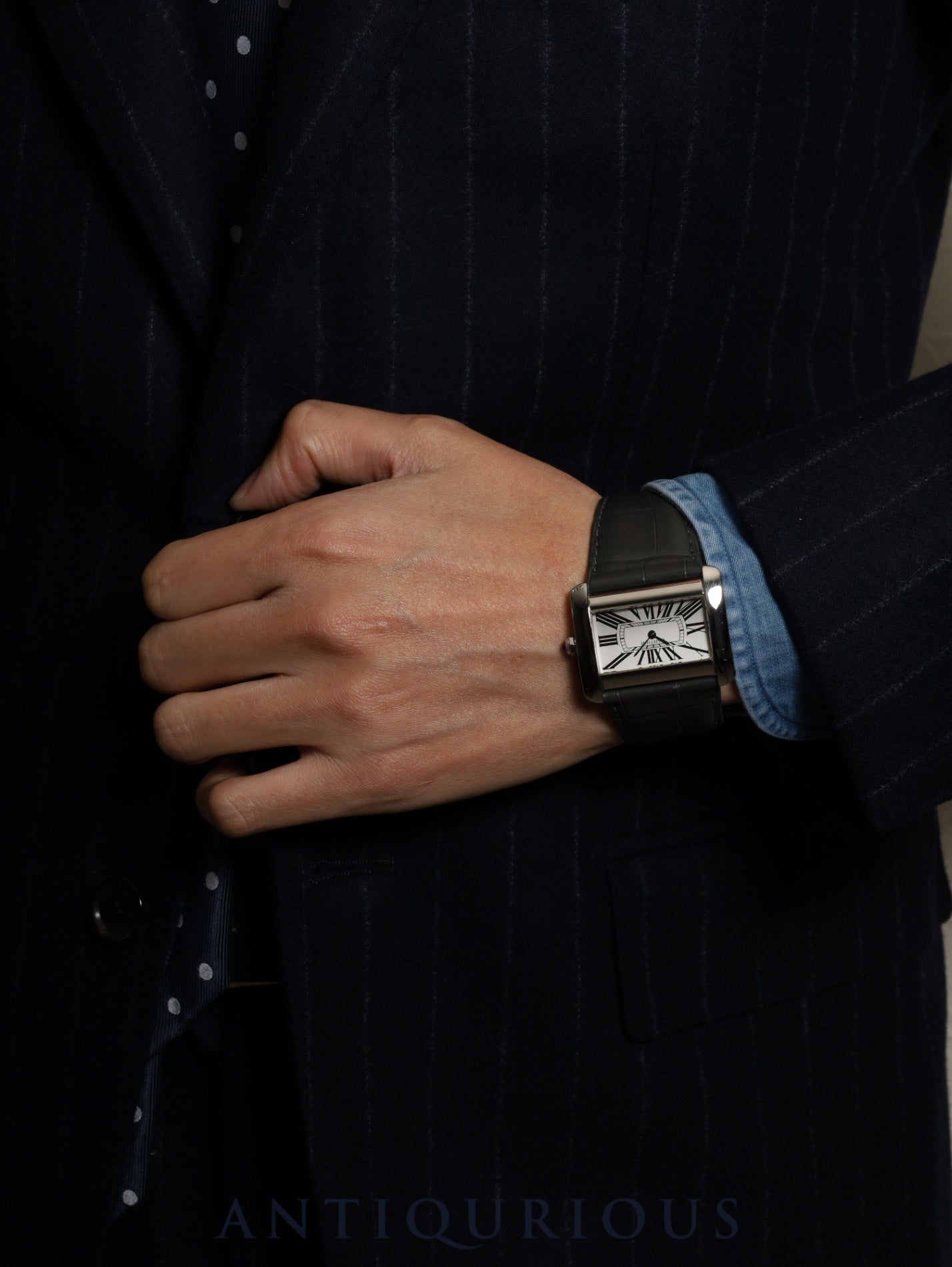 カルティエ タンク ディヴァン LM W6300655 / 2600 クォーツ Cal.690 SS 純正革ベルト 純正ピンバックル(SS) シルバーローマン文字盤 オーバーホール済み