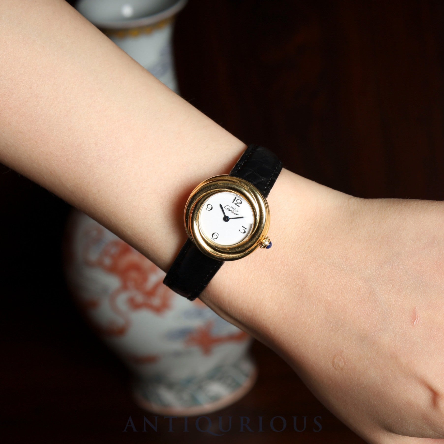 カルティエ マストトリニティ W1010844/2735 クォーツ Cal.157.06 SV925 革 純正Dバックル(GP) ホワイト文字盤 箱 オーバーホール済み