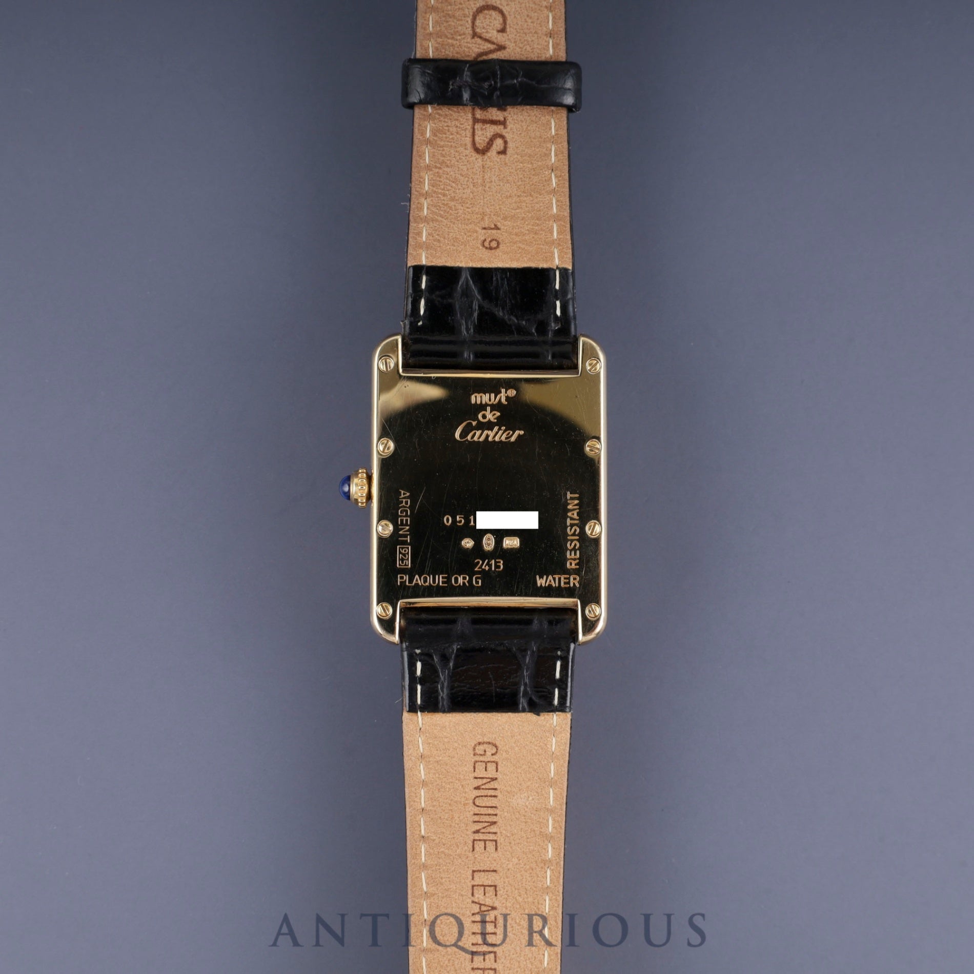 カルティエ マストタンク GM(XL) 2413 クォーツ Cal.87 SV925 革 純正尾錠(GP) ホワイト飛びローマン文字盤 オーバーホール済み