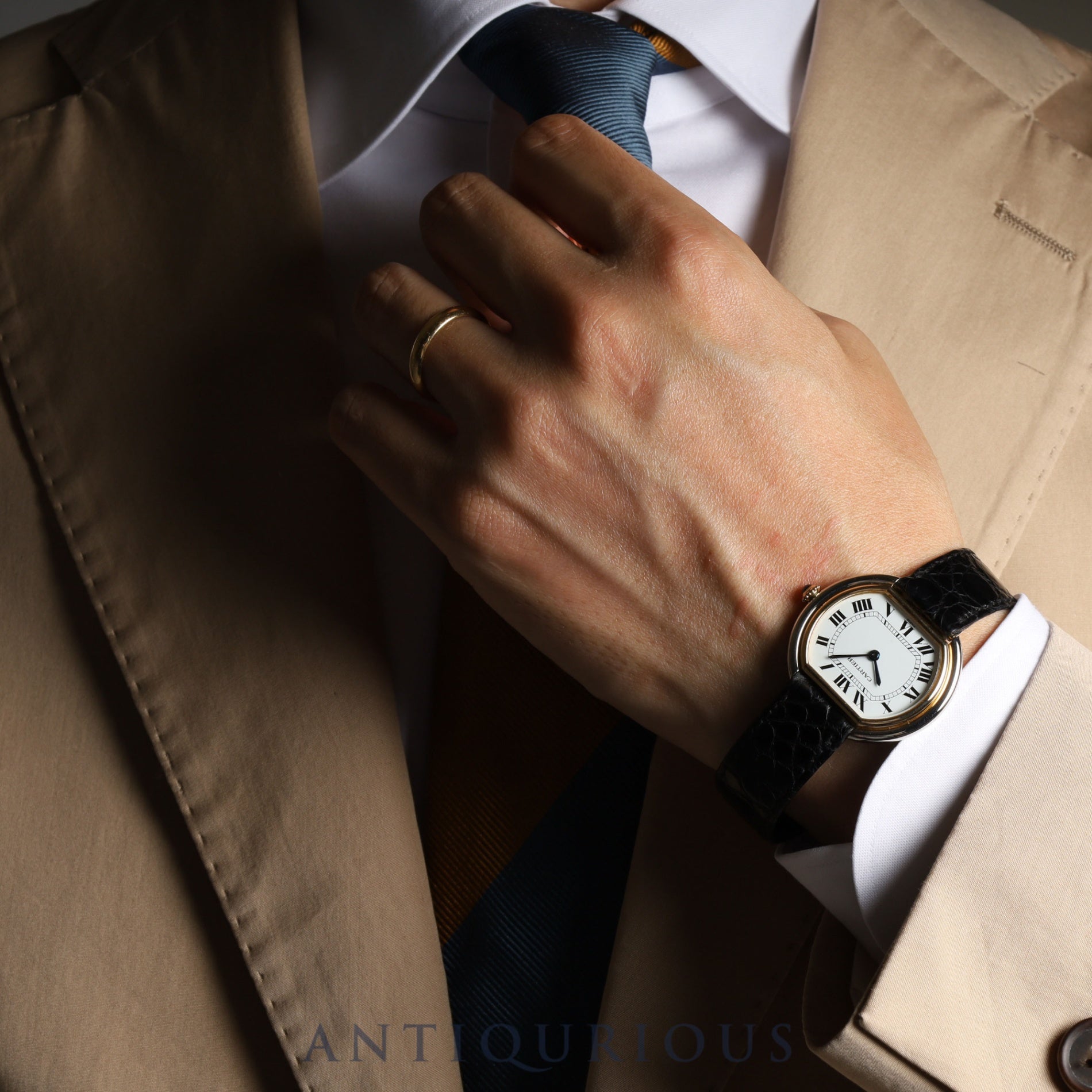 Cartier Ellipse LM 78091 Manual winding Cal.78-1 ETA 2512-1 YG/WG Leather Genuine buckle (750) White dial