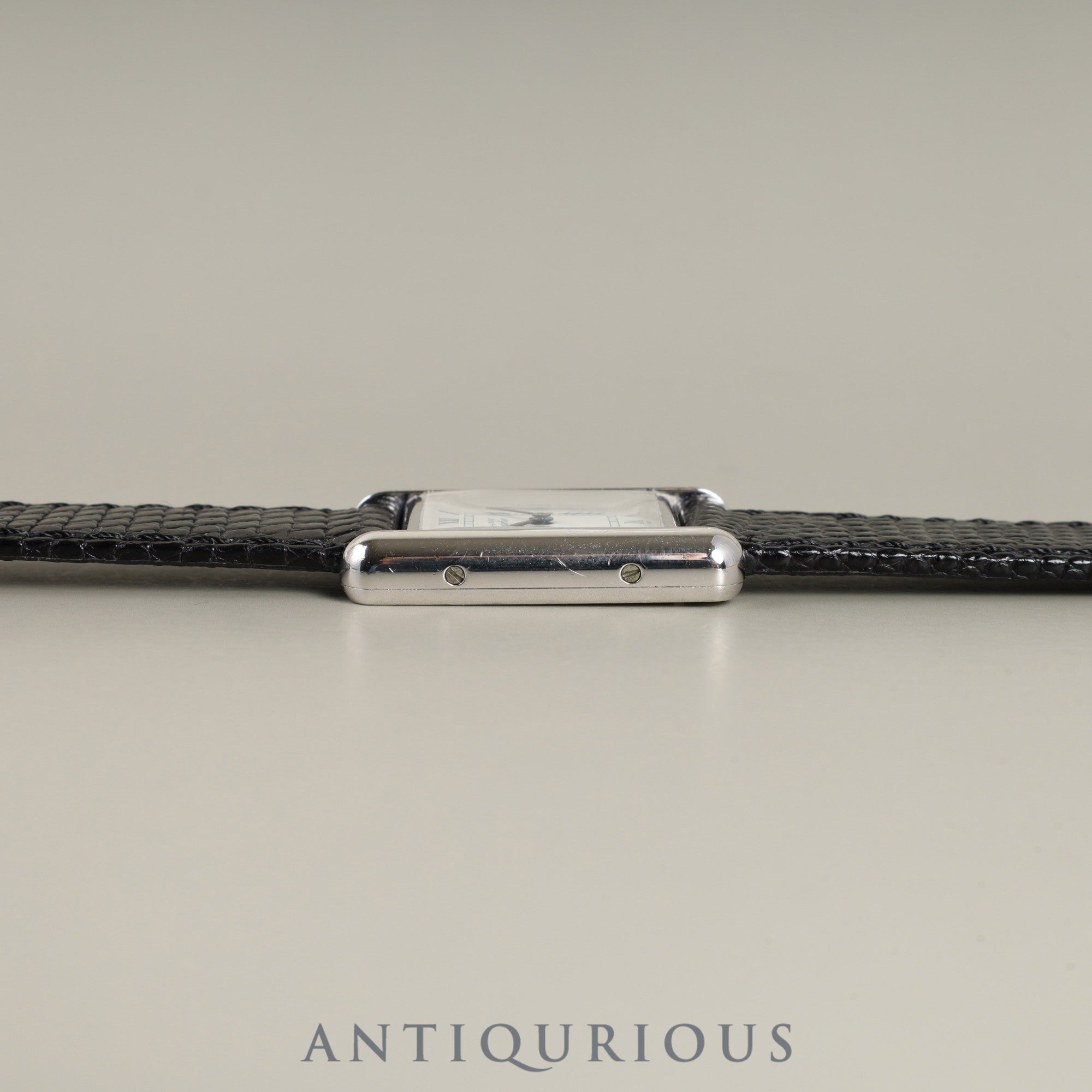 Cartier Must Tank SM 6057002 Quartz Caliber 057 SV925 Leather Strap with Genuine Stainless Steel Buckle, White Roman Dial (SWISS Marking), Overhauled and Finished to Look Like New