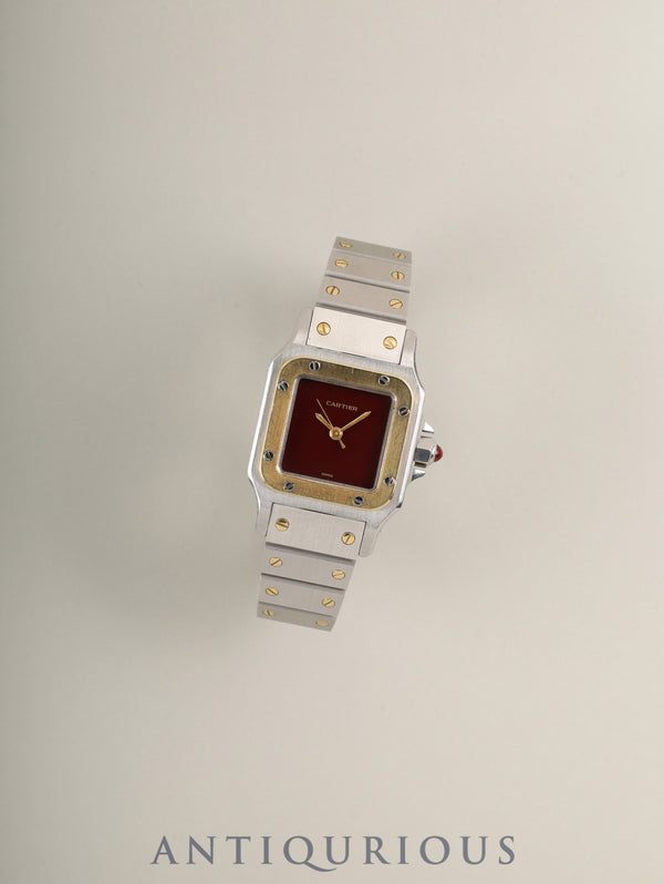 カルティエ サントス カレ SM 0902 自動巻き Cal.ETA2670 SS/YG SS/YG ガーネットダイアル ボルドー文字盤(SWISS表記) オーバーホール済み