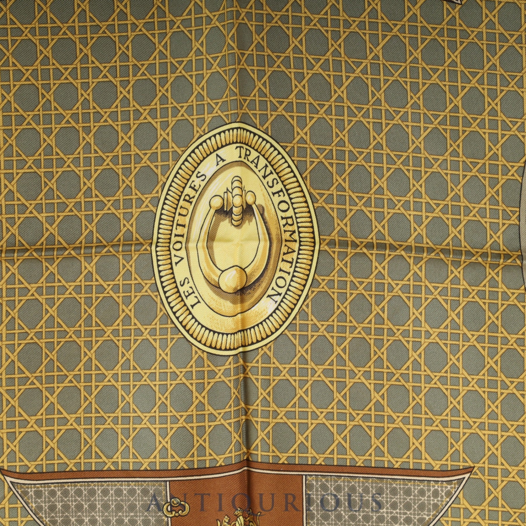 エルメス スカーフ カレ90 LES VOITURES A TRANSFORMATION 折り畳み式幌の馬車 SILK100%