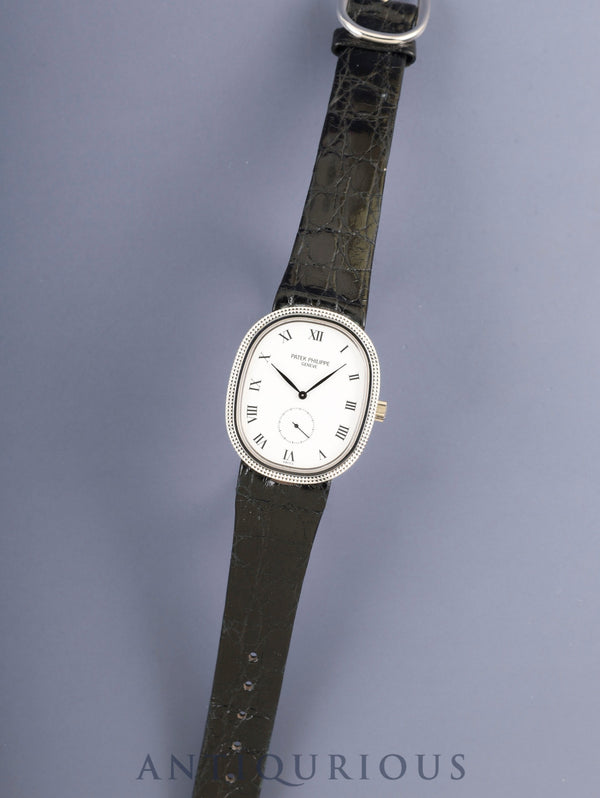 Patek Philippe Golden Ellipse 3989 Manual winding Cal.215 750WG Original leather strap Original pin buckle (750WG) White Roman dial Box Overhauled