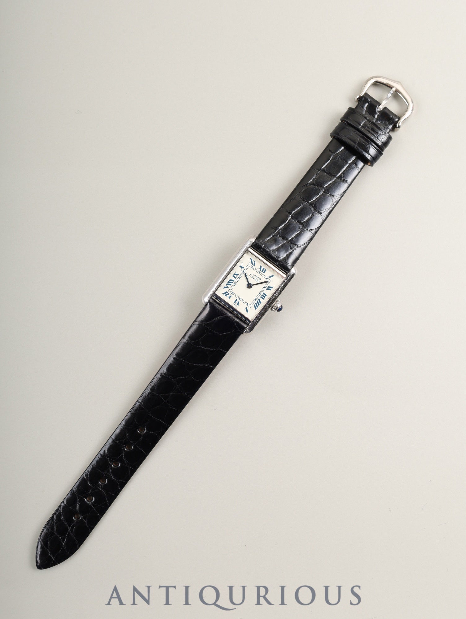Cartier Must Tank SM W1001543 / 6057002 Quartz Cal.057 SV925 Leather Genuine Pin Buckle (SS) White Roman Dial (SWISS marking) Overhauled