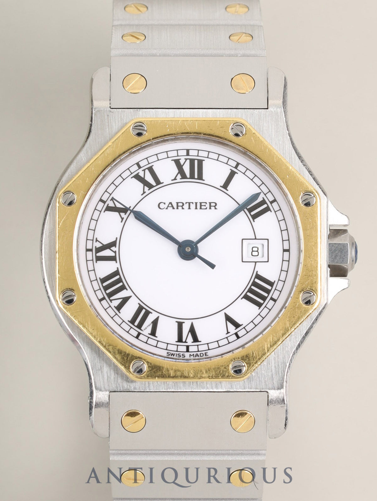 カルティエ サントス オクタゴン LM 81037288 2966 自動巻き Cal.- SS/YG SS/YG ホワイトローマン文字盤(SWISS MADE表記) カルティエブティックにてコンプリートサービス済み