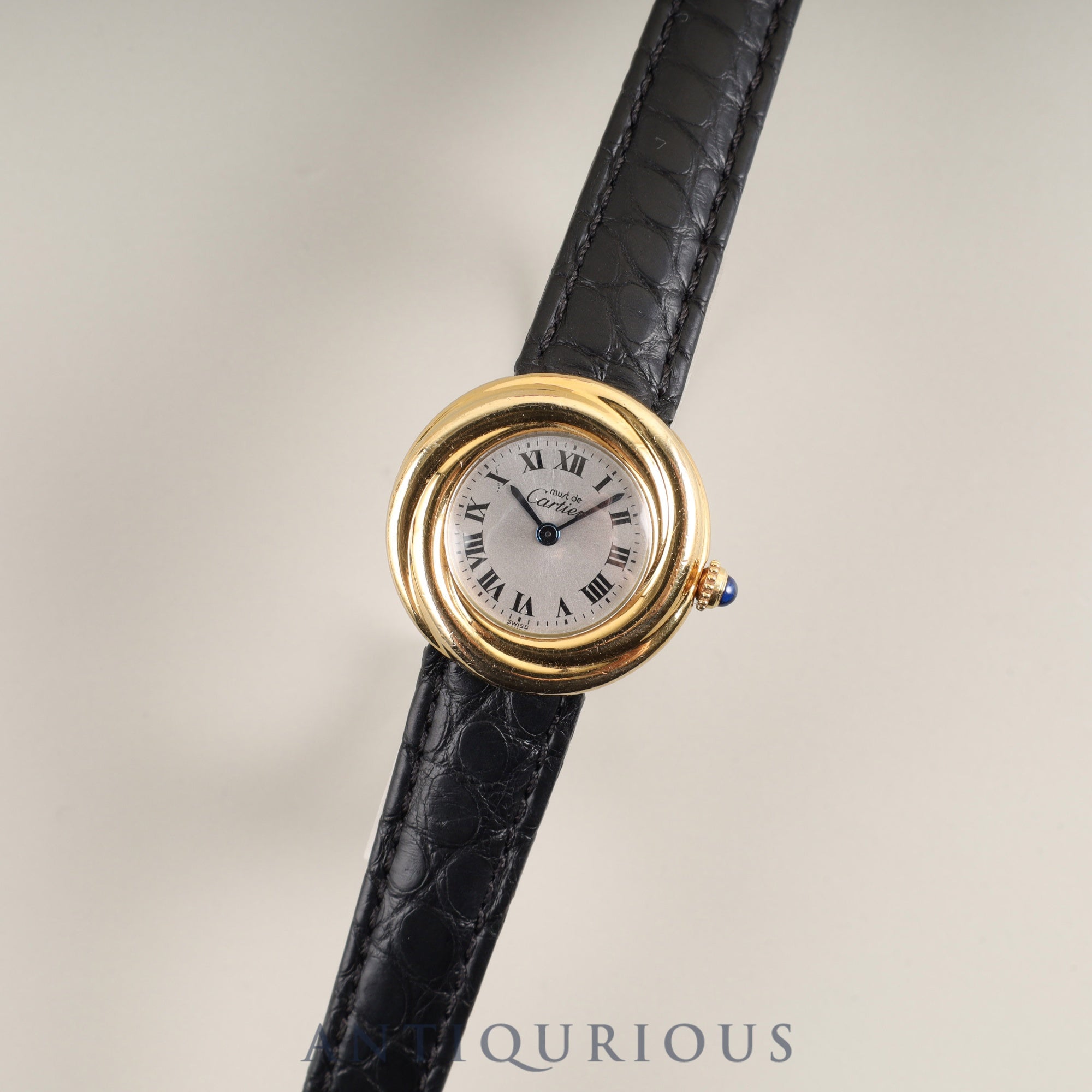 カルティエ マストトリニティ W1010644 / 2735 クォーツ Cal.157.06 SV925 革 純正Dバックル(GP) シルバーローマン文字盤 箱 冊子 保証書(1998年)オーバーホール済み