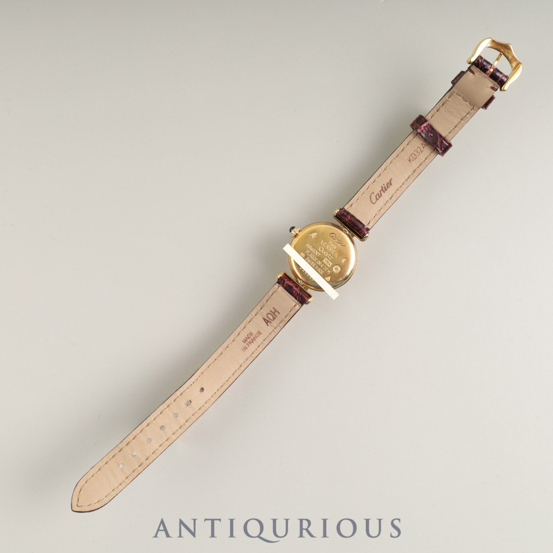 Cartier Must Colisee W1000653 / 590002 Quartz Caliber 90 SV925 with Genuine Leather Strap and Genuine GP Buckle. Ivory Roman Dial. Overhauled.