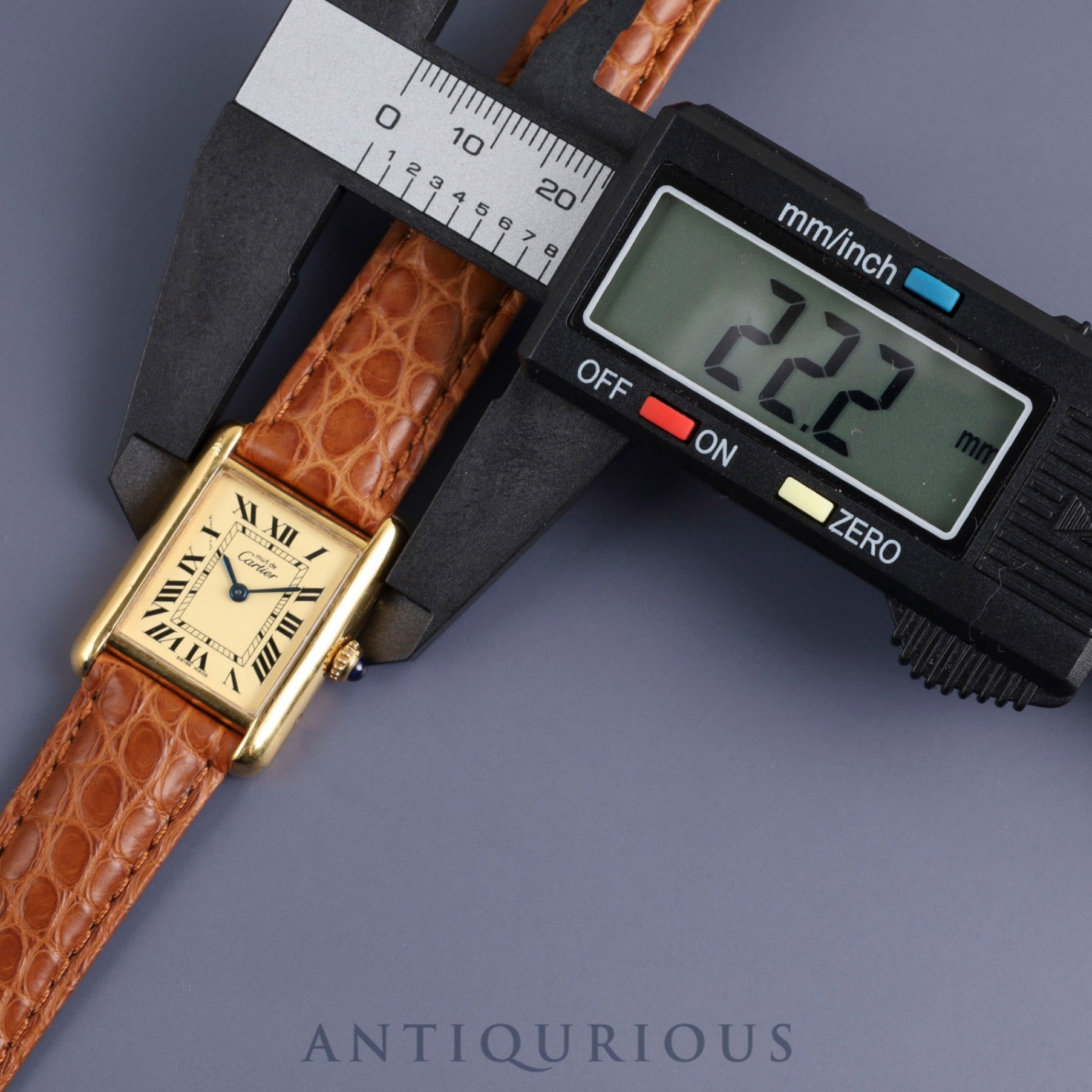 Cartier Must Tank MM 2415 Quartz Cal.057 SV925 Leather Genuine D Buckle (GP) Ivory Roman Dial Overhauled and Finished to Like New