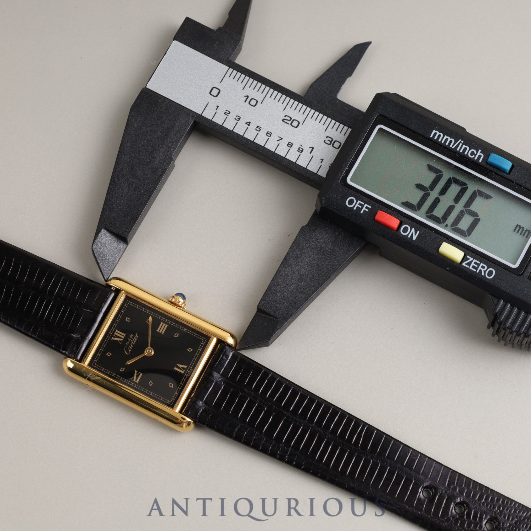Cartier Must Tank LM QZ 590005 925 Leather Genuine Buckle (GP) Black Roman Dial Box Warranty (1991) Overalled
