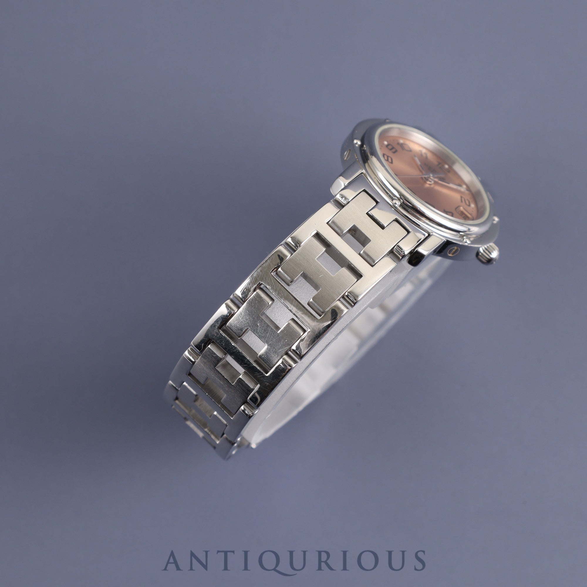 エルメス クリッパー CL4.210 クォーツ SS SS ピンク文字盤 23.8mm オーバーホール済み