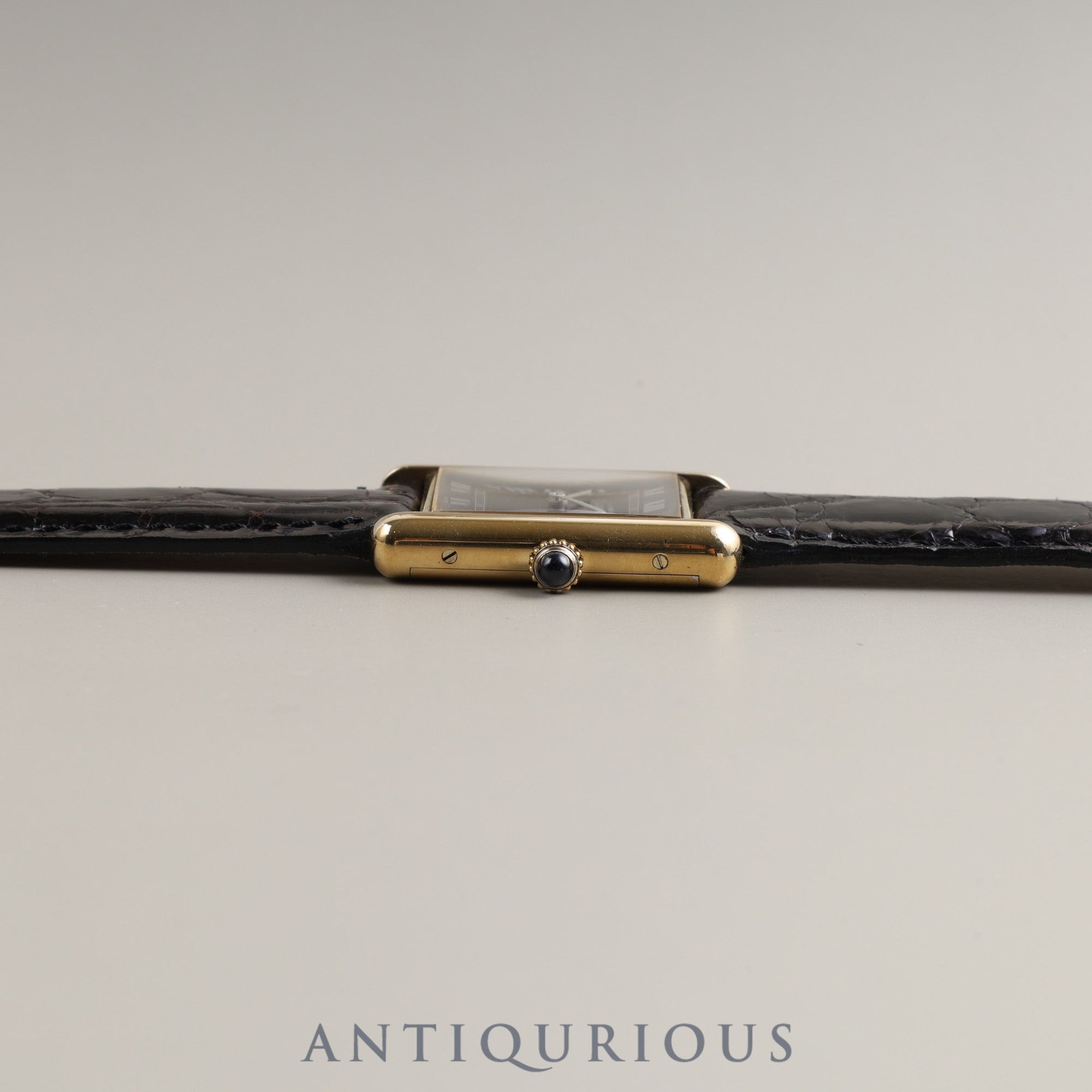 Cartier Must Tank LM Manual Winding Cal.78-1 SV925 Leather Genuine Buckle (GP) Black Roman Dial