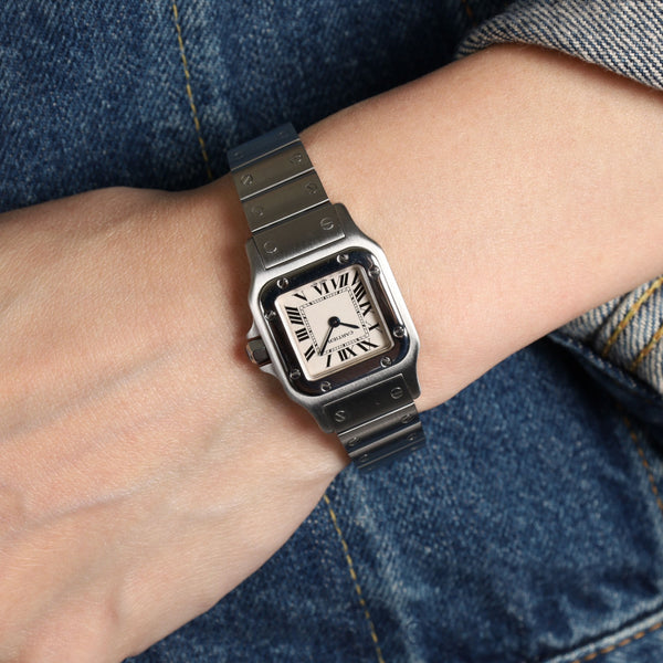 カルティエ サントス ガルベ SM W20056D6 / 1565 クォーツ SS SS ローマン文字盤 保証書(2023年)