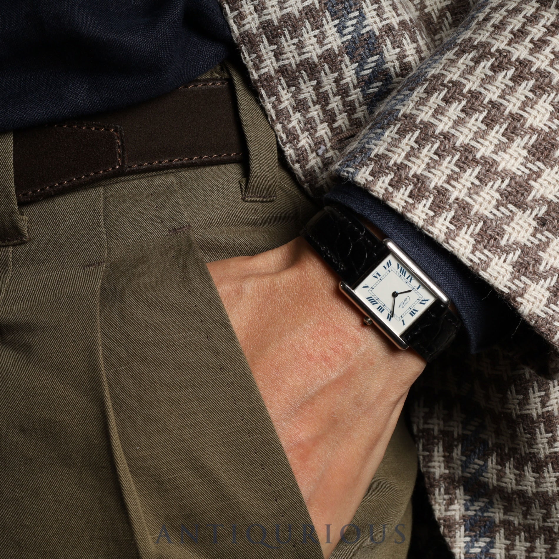 カルティエ マストタンク LM 681006 クォーツ Cal.81 SV925 革 純正尾錠(SS) ホワイトローマン文字盤 オーバーホール済み