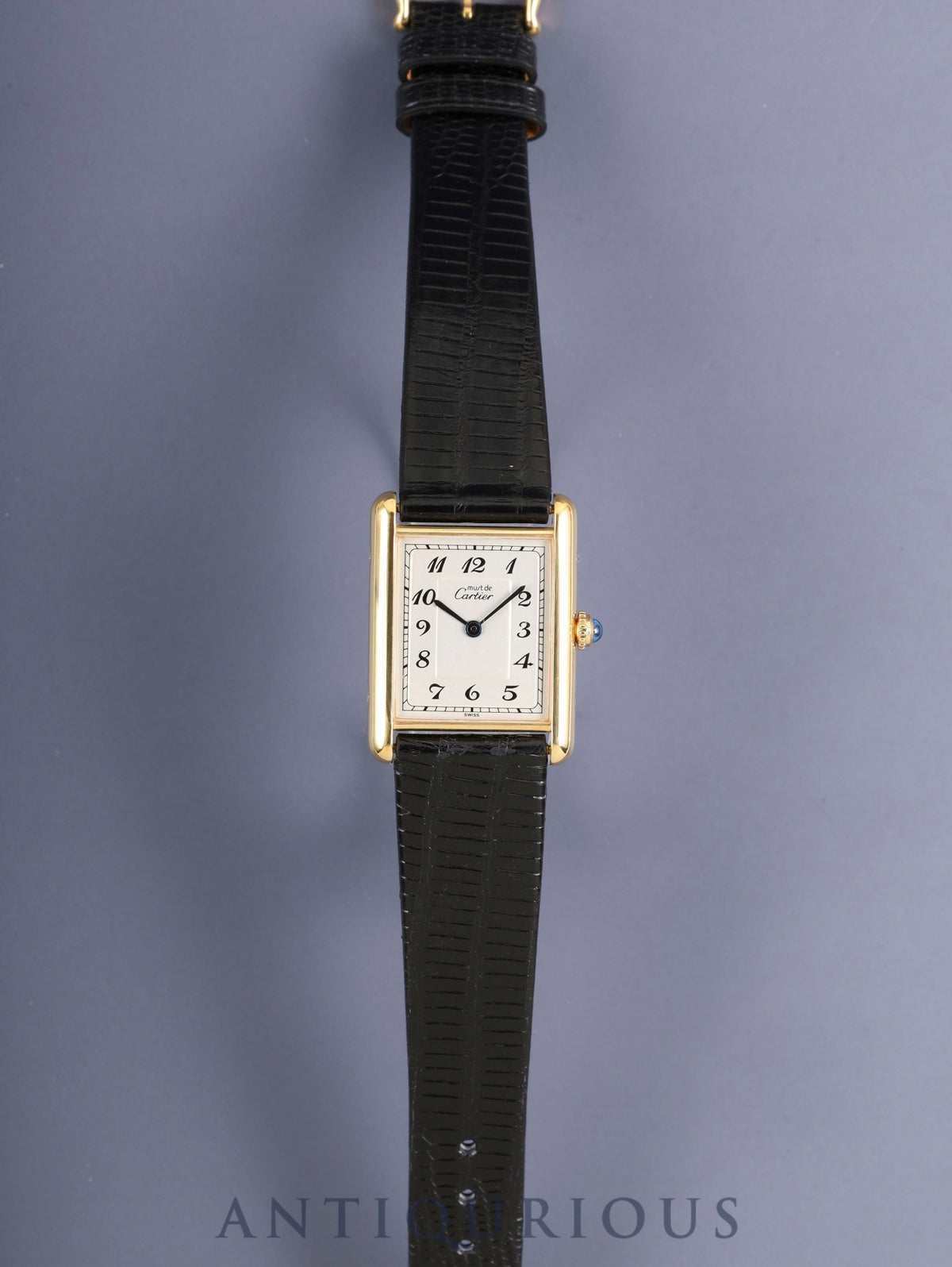 Cartier Must Tank LM 590005 Quartz Cal.690 SV925 Leather Genuine Pin Buckle (GP) Arabic Dial (SWISS marking) Overhauled Polished