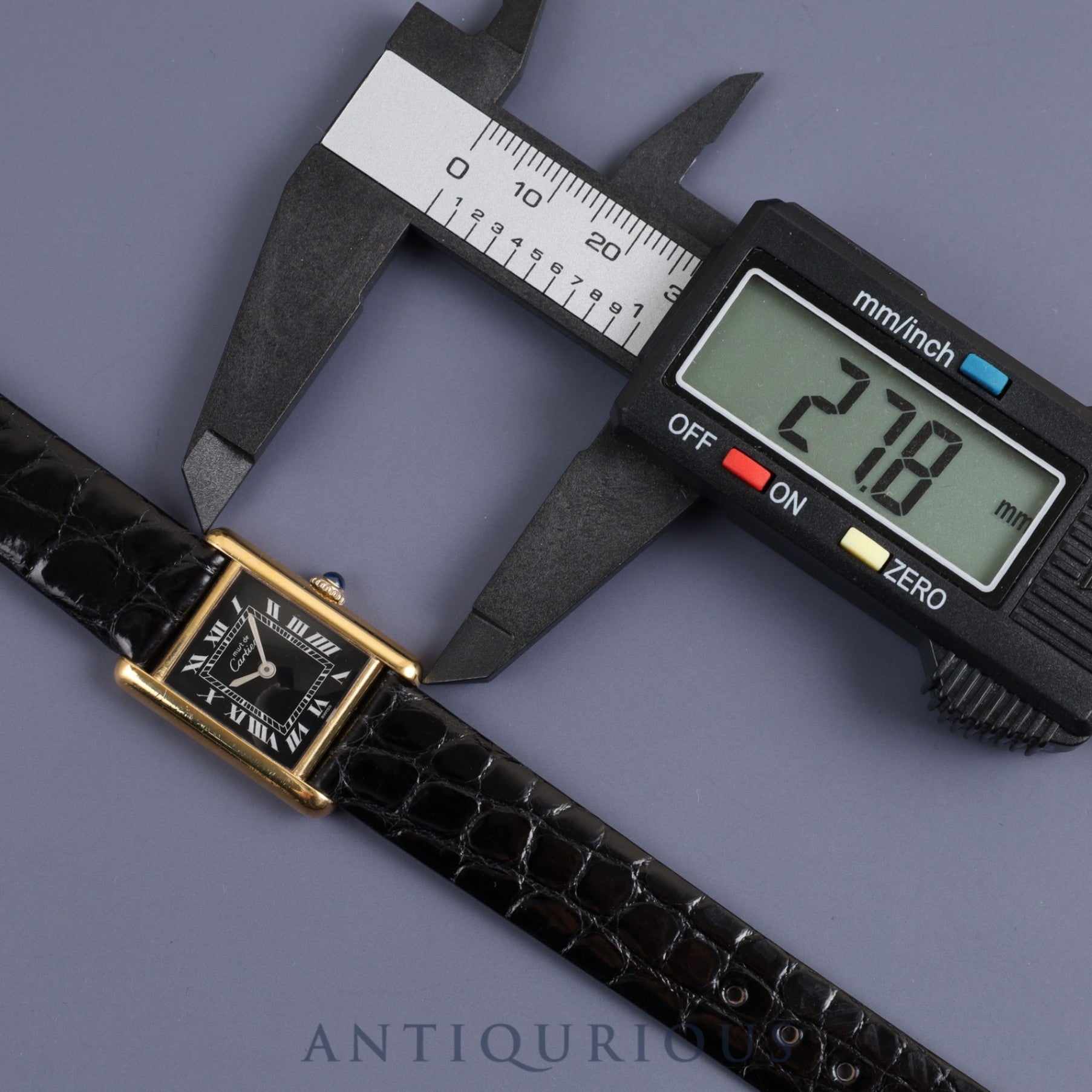 Cartier Must Tank SM Manual winding Cal.78-1 925 Leather Genuine buckle (GP) Black Roman dial Overhauled