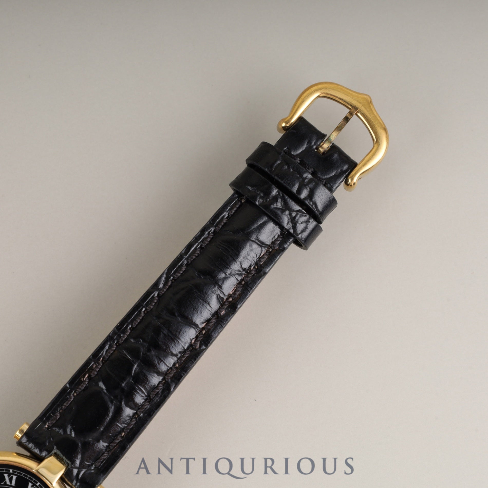 Cartier Must Vendôme VLC SM Quartz Cal.81 SV925 Leather Strap with Genuine GP Buckle, Black Roman Dial, Overhauled