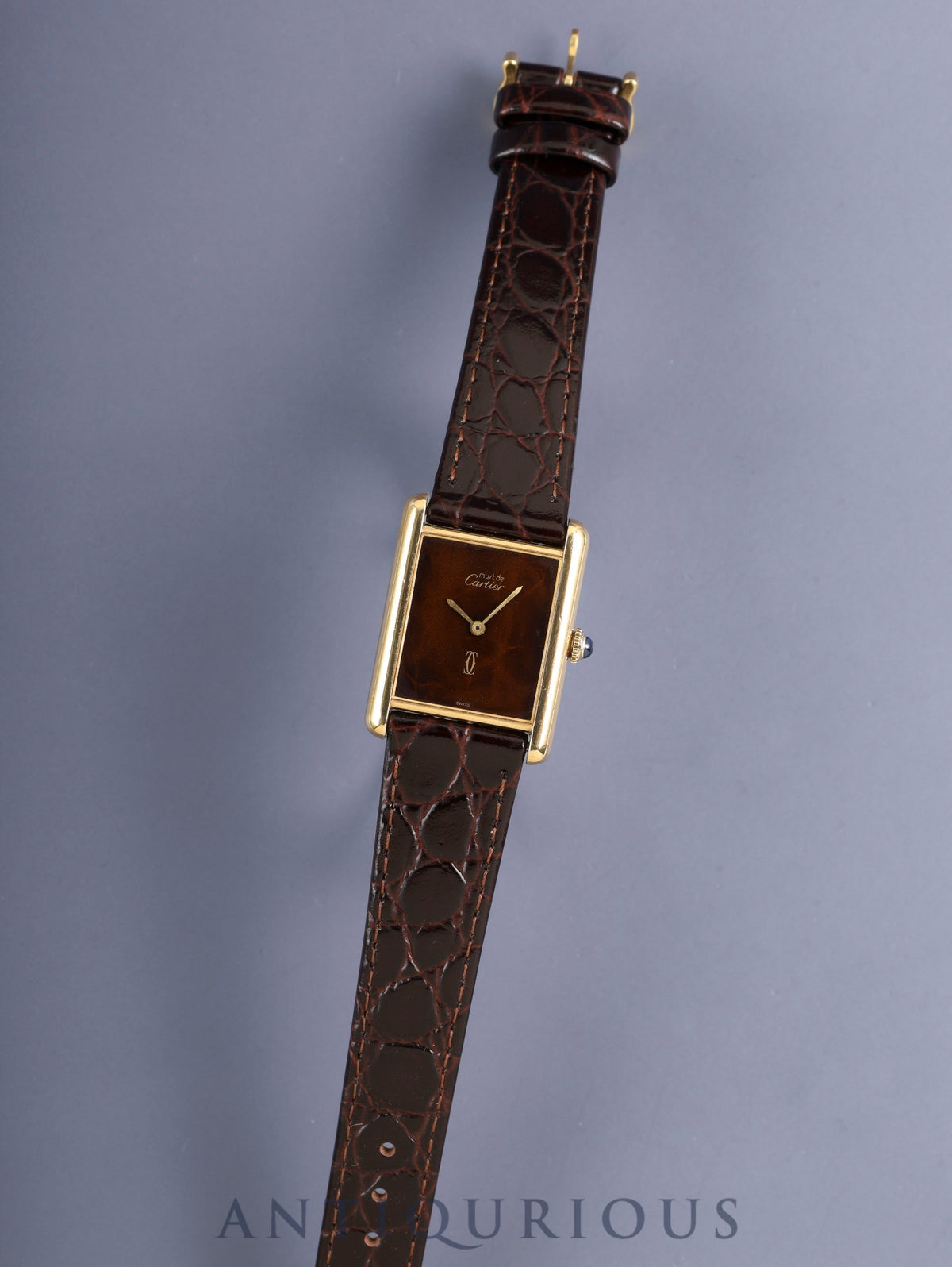 Cartier Must Tank LM Hand-wound Cal.78-1 SV925 Leather Genuine Pin Buckle (GP) Mahogany Dial (SWISS marking) Overhauled