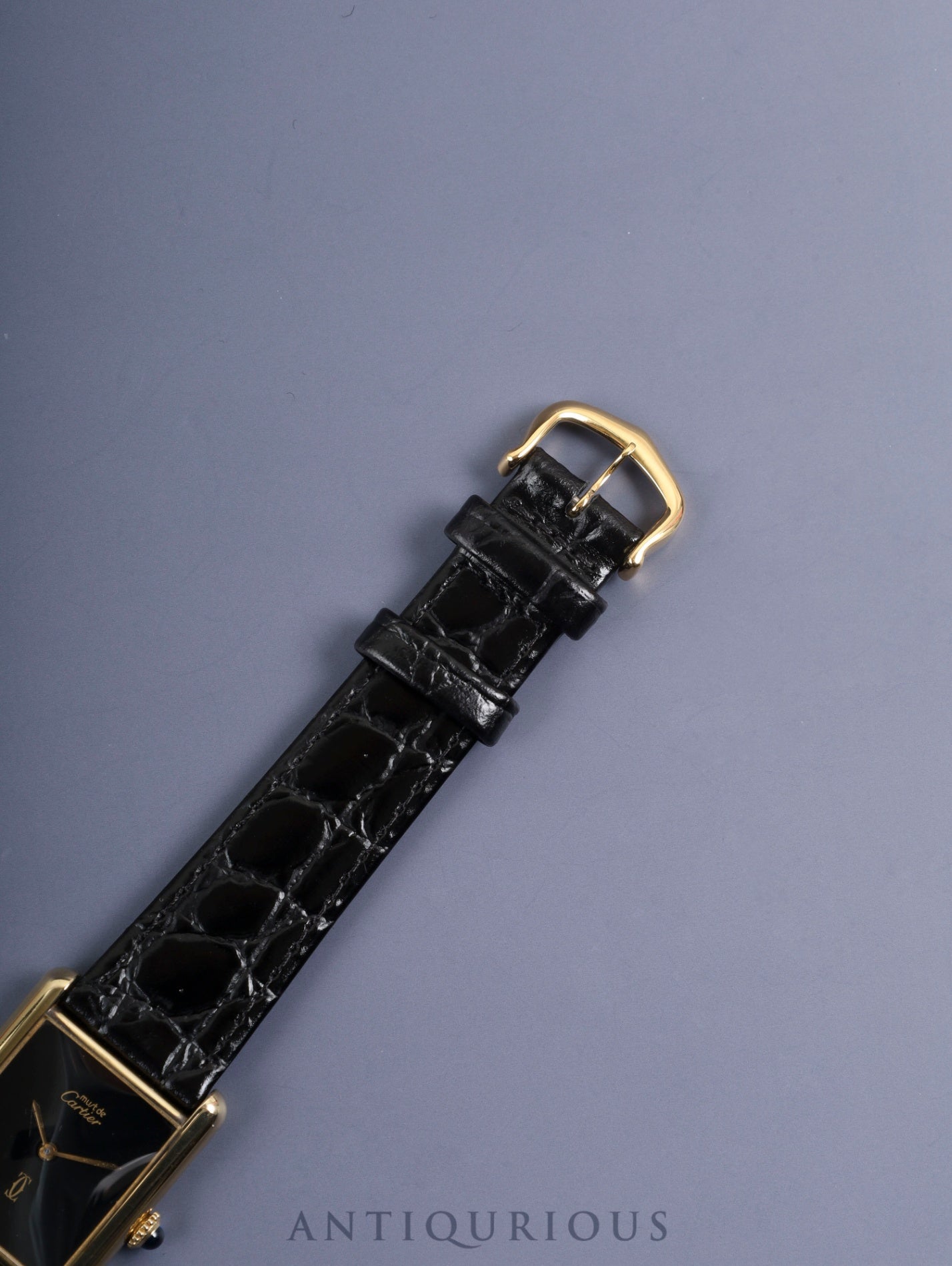 Cartier Must Tank LM Manual Winding Cal. 78-1 SV925 Leather Genuine Buckle (GP) Onyx Dial Box Booklet Warranty (1981) Overhauled