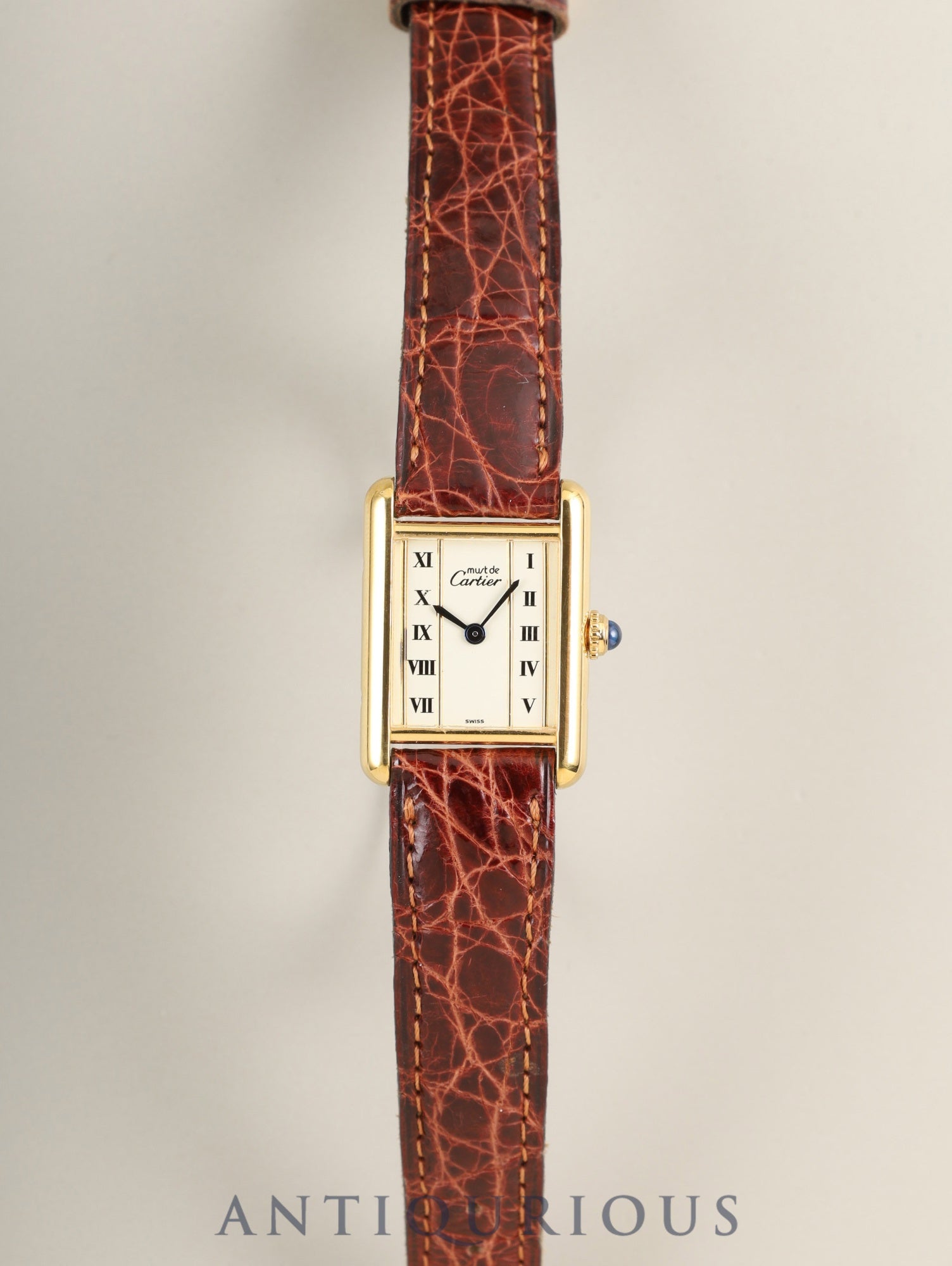 Cartier Must Tank SM W1003053 / 5057001 Quartz Cal.057 SV925 Genuine Leather Strap Genuine Pin Buckle (GP) Straight Roman Dial (SWISS marking) Box, Booklets, Warranty (1992) Overhauled, Polished