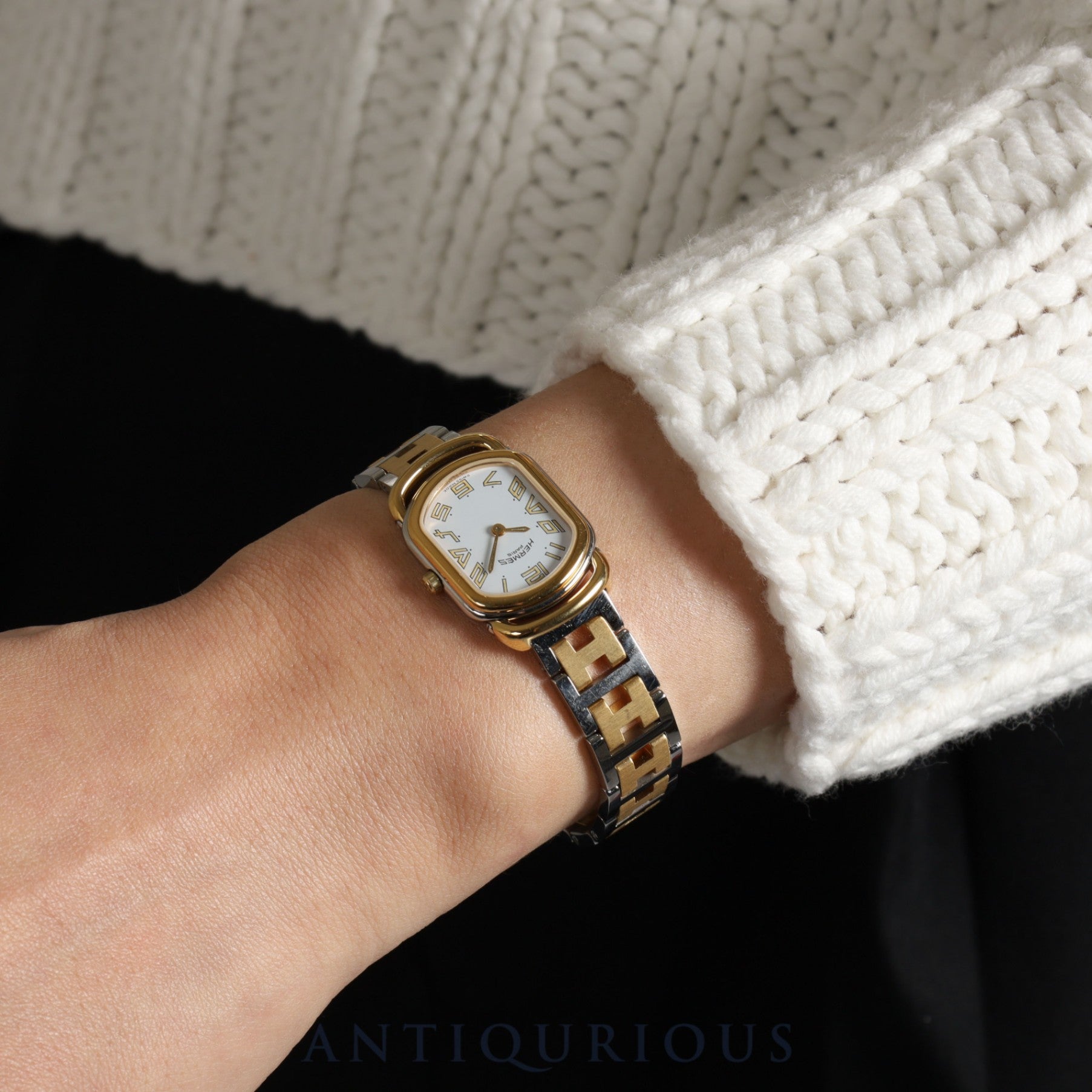 Hermes Rally 77.03 Quartz Cal.976.001 SS/GP White Dial Box Warranty (1996) Overhauled