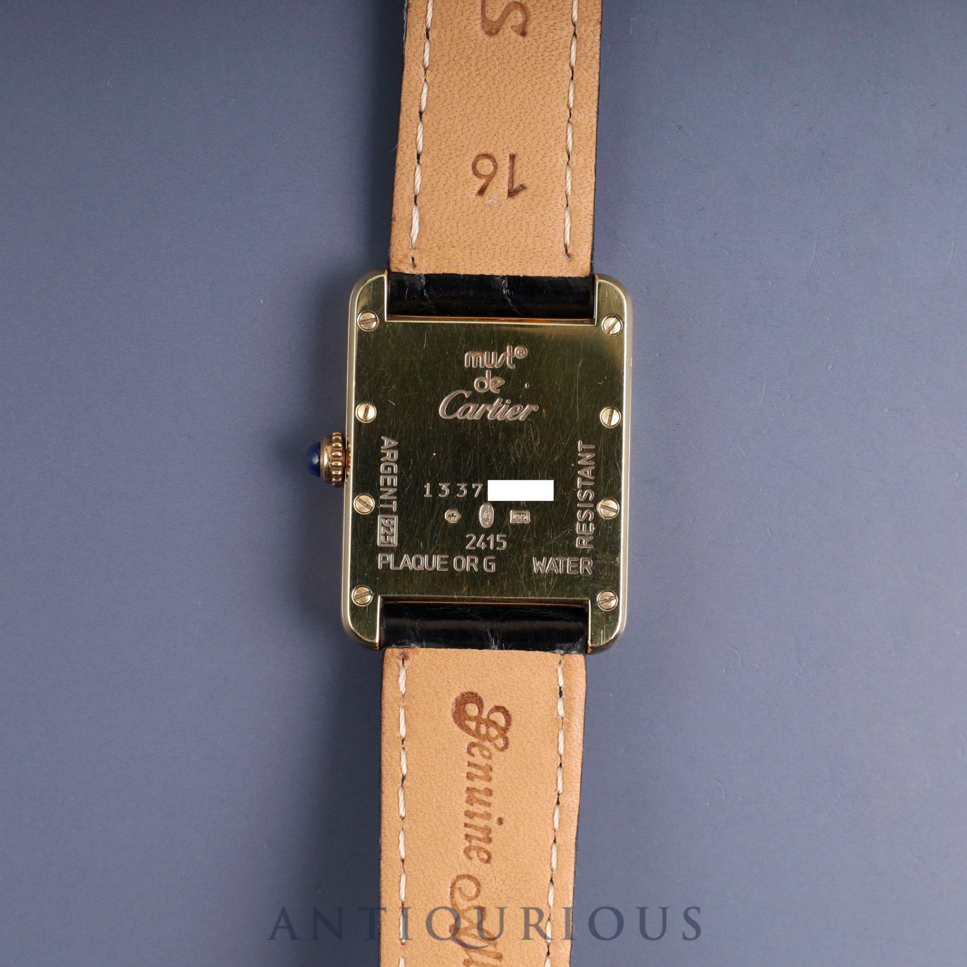 Cartier Must Tank MM W1017354 / 2415 Quartz Cal.057 SV925 Leather Genuine D-buckle (GP) Ivory Roman dial Overhauled