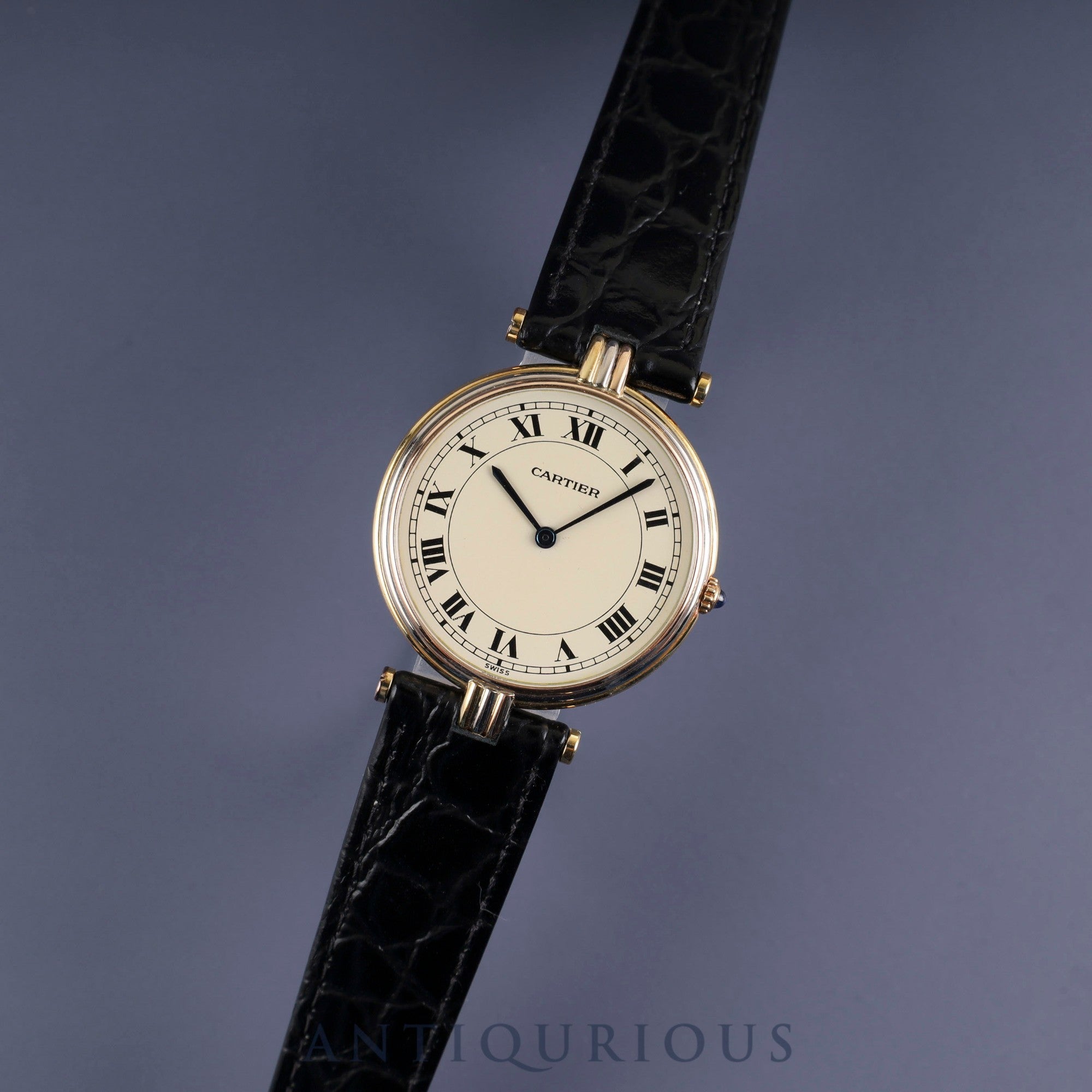 Cartier Vendome VLC Trinity LM 8151 Quartz Cal.81 750YG Leather Genuine Buckle (GP) Ivory Roman Dial Warranty (1999) Booklet Overhauled