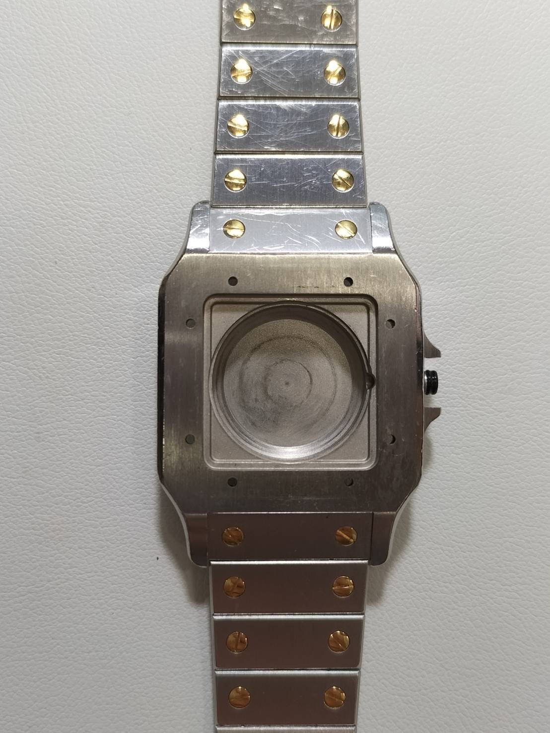 カルティエ サントス カレ LM 81036283/2961 自動巻き Cal.- SS/YG SS/YG ゴーストグレー文字盤(SWISS表記) 箱 冊子 保証書(無記載)クロス オーバーホール済み