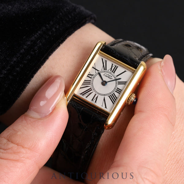 Cartier Must Tank SM W1005554 / 5057001 Quartz Cal.057 SV925 Leather Genuine D-buckle (GP) Opalan dial Overhauled