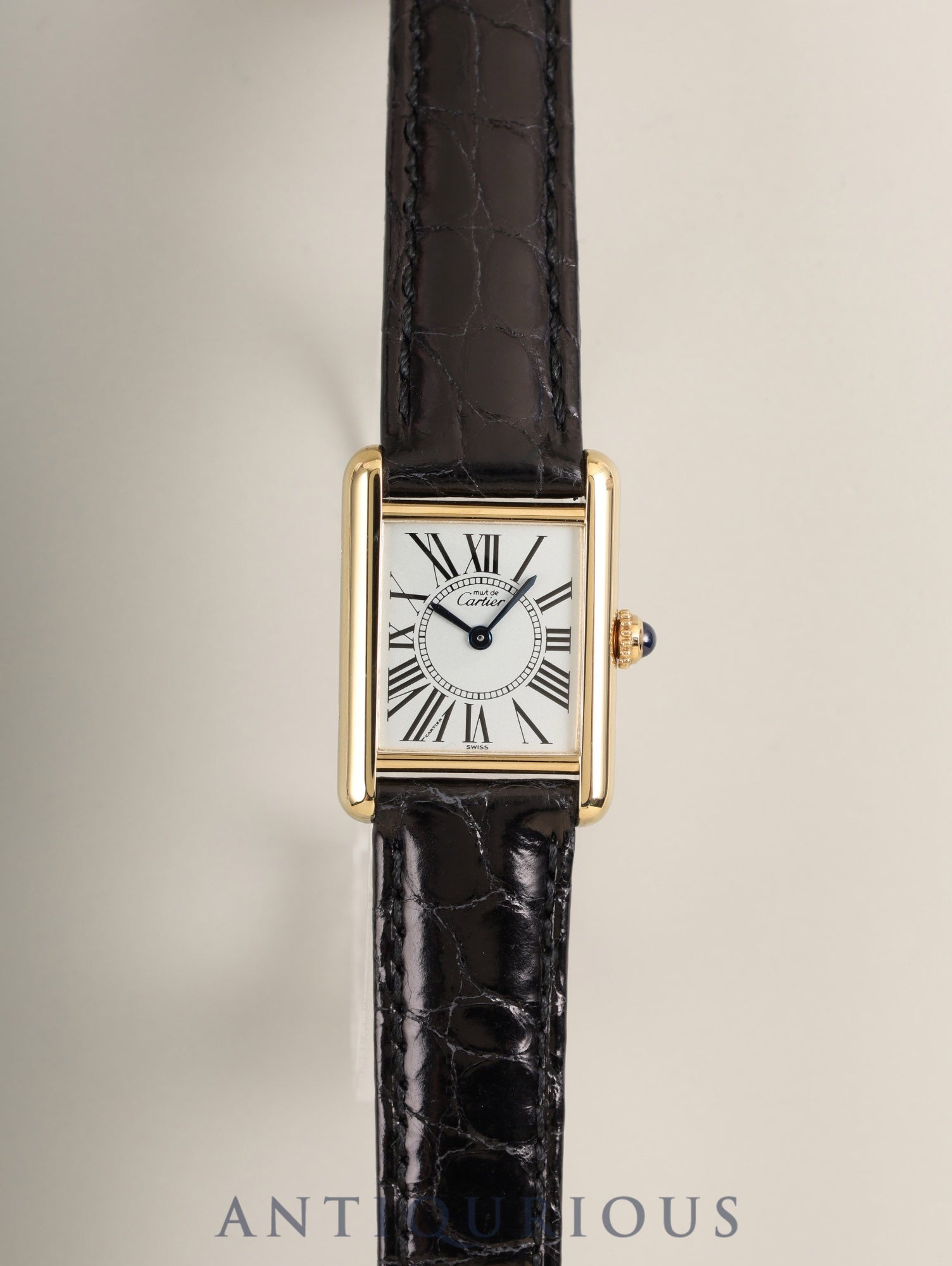 カルティエ マストタンク SM 5057001 クォーツ Cal.- SV925 革 純正Dバックル(GP)オパラン文字盤(SWISS表記)箱 冊子 保証書(1995年)カルティエブティックにてコンプリートサービス済み