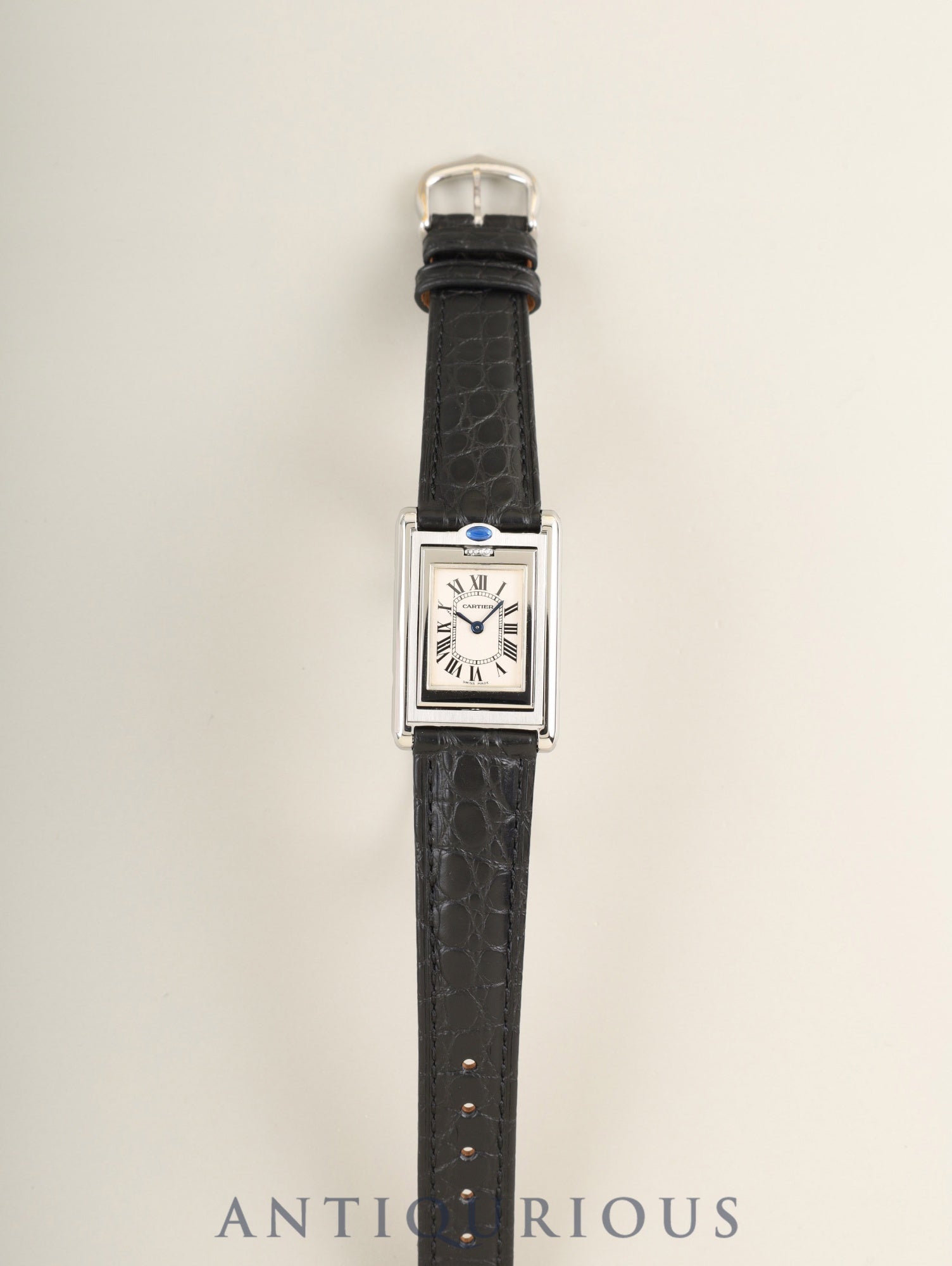 カルティエ タンク バスキュラント SM W10X1158 / 2386 クォーツ Cal.059 SS 革 純正ピンバックル(SS)ホワイトローマン文字盤 オーバーホール済み