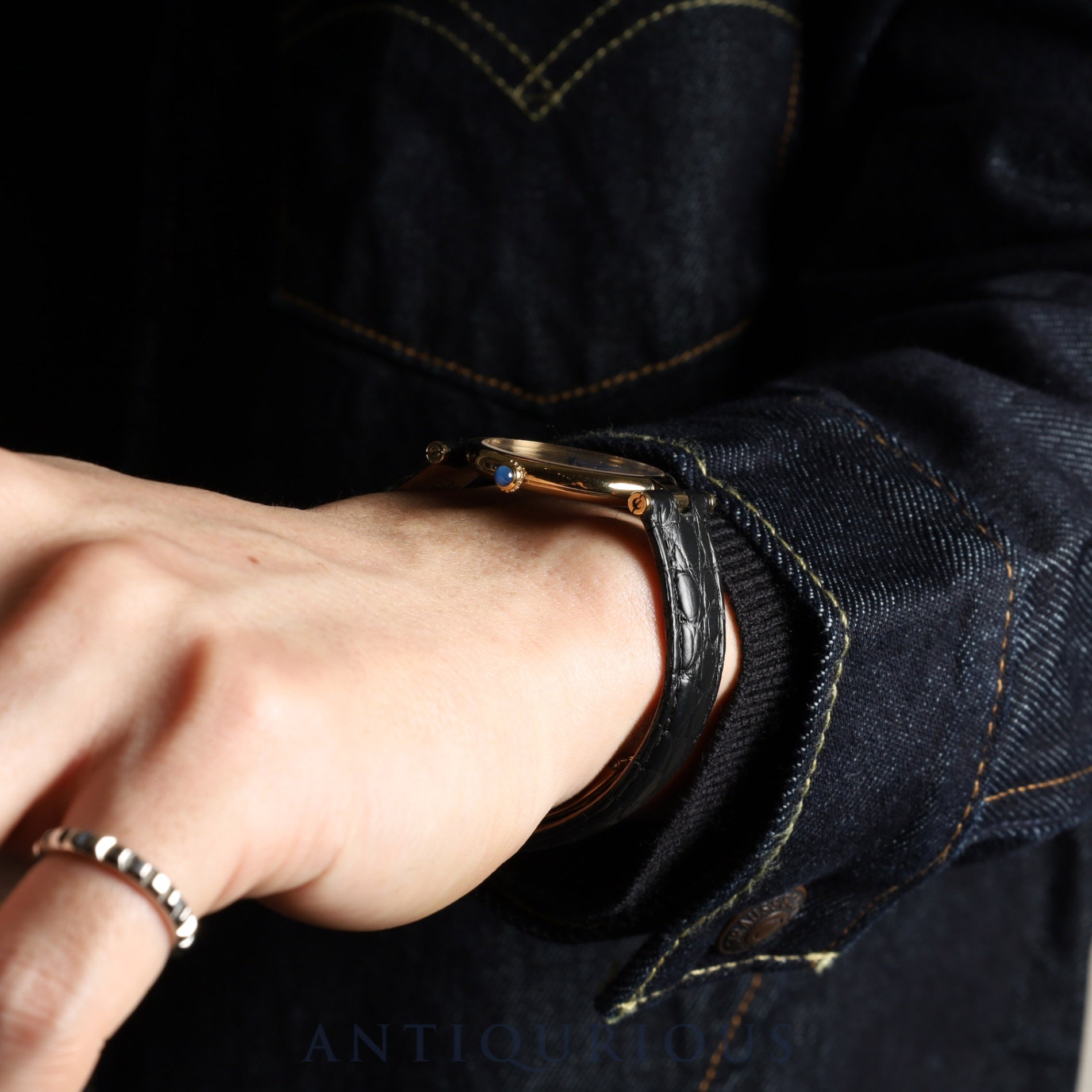 カルティエ マスト ヴァンドーム VLC LM 590003 クォーツ Cal.90 SV925 革 純正Dバックル(GP)アラビア文字盤 箱 冊子 オーバーホール済み