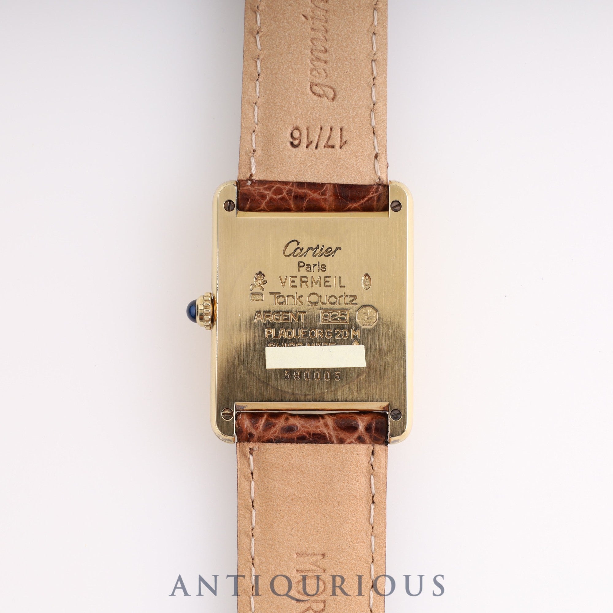 Cartier Must Tank LM QZ 590005 SV925 Leather Genuine Buckle Ivory Roman Dial Box Warranty (1996)