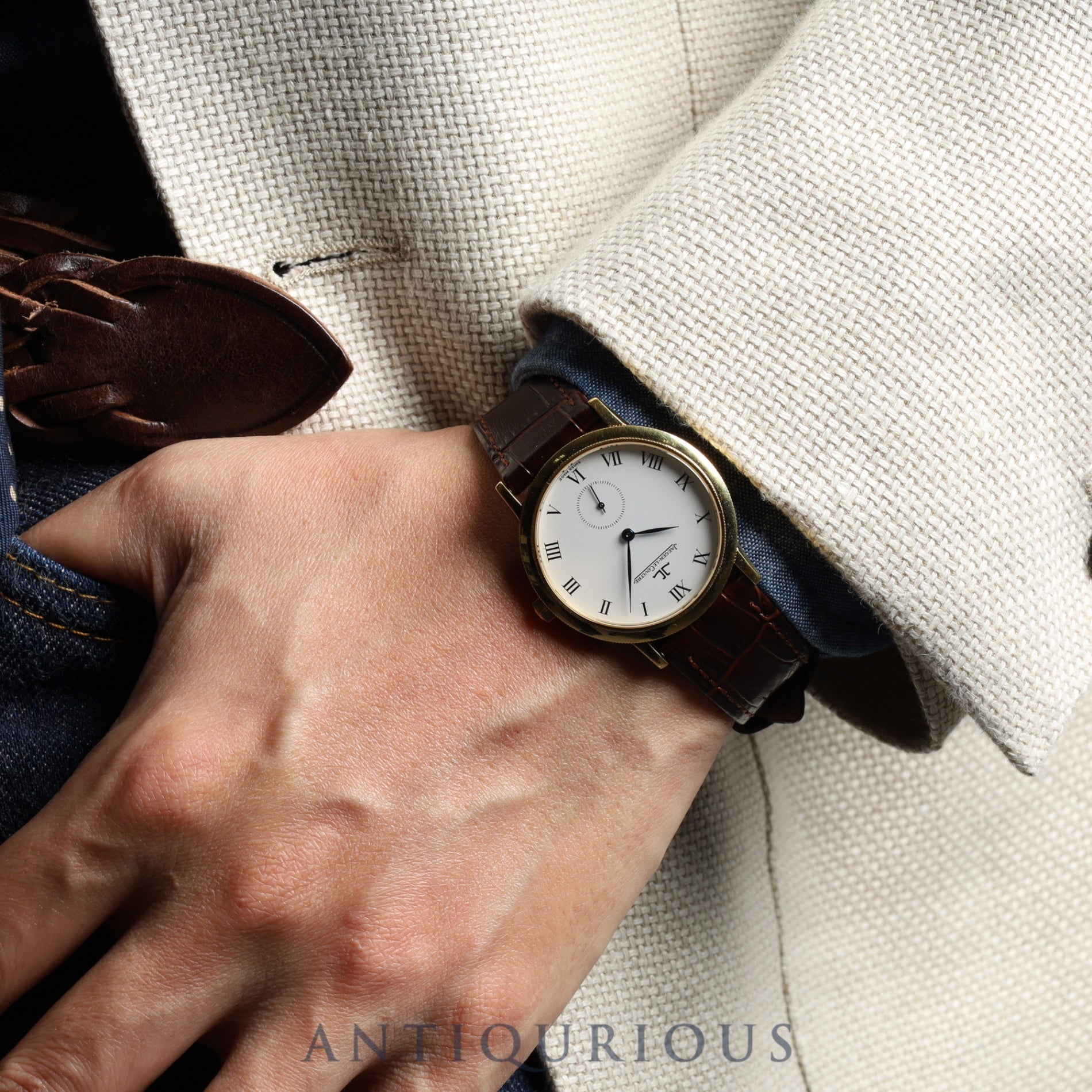 ジャガー・ルクルト ジェントローム 152.1.81 手巻き Cal.818/4 750 革 純正尾錠(750) ホワイト文字盤 純正革替えベルト オーバーホール済み