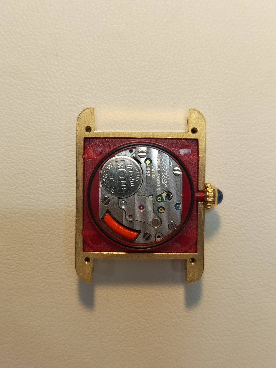 カルティエ マストタンク SM 5057001 クォーツ Cal.057 SV925 革 純正尾錠(GP)アイボリーローマン文字盤(SWISS表記) オーバーホール済み