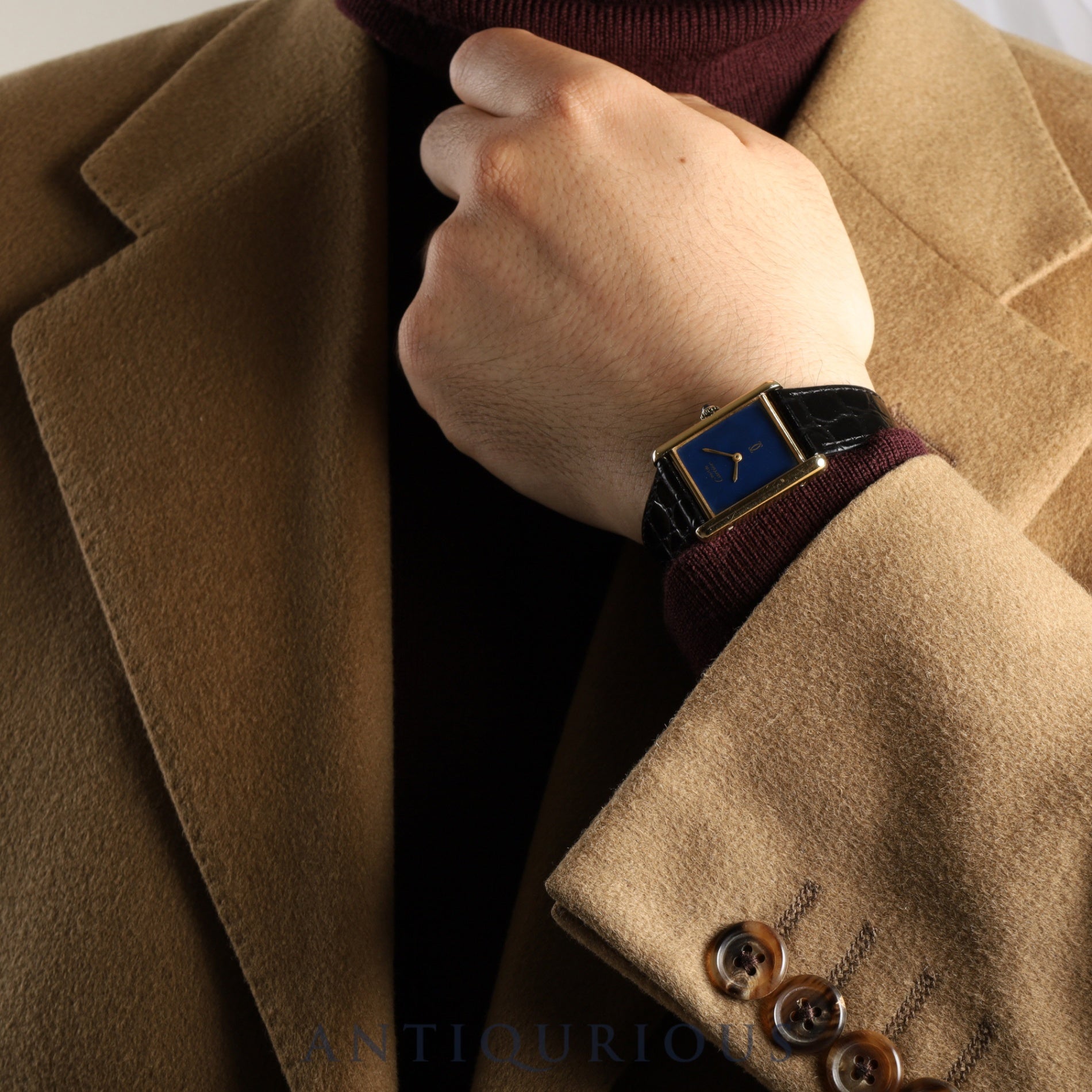Cartier Must Tank LM Manual winding Cal.78-1 SV925 Leather Genuine buckle (GP) Lapis lazuli dial Overhauled