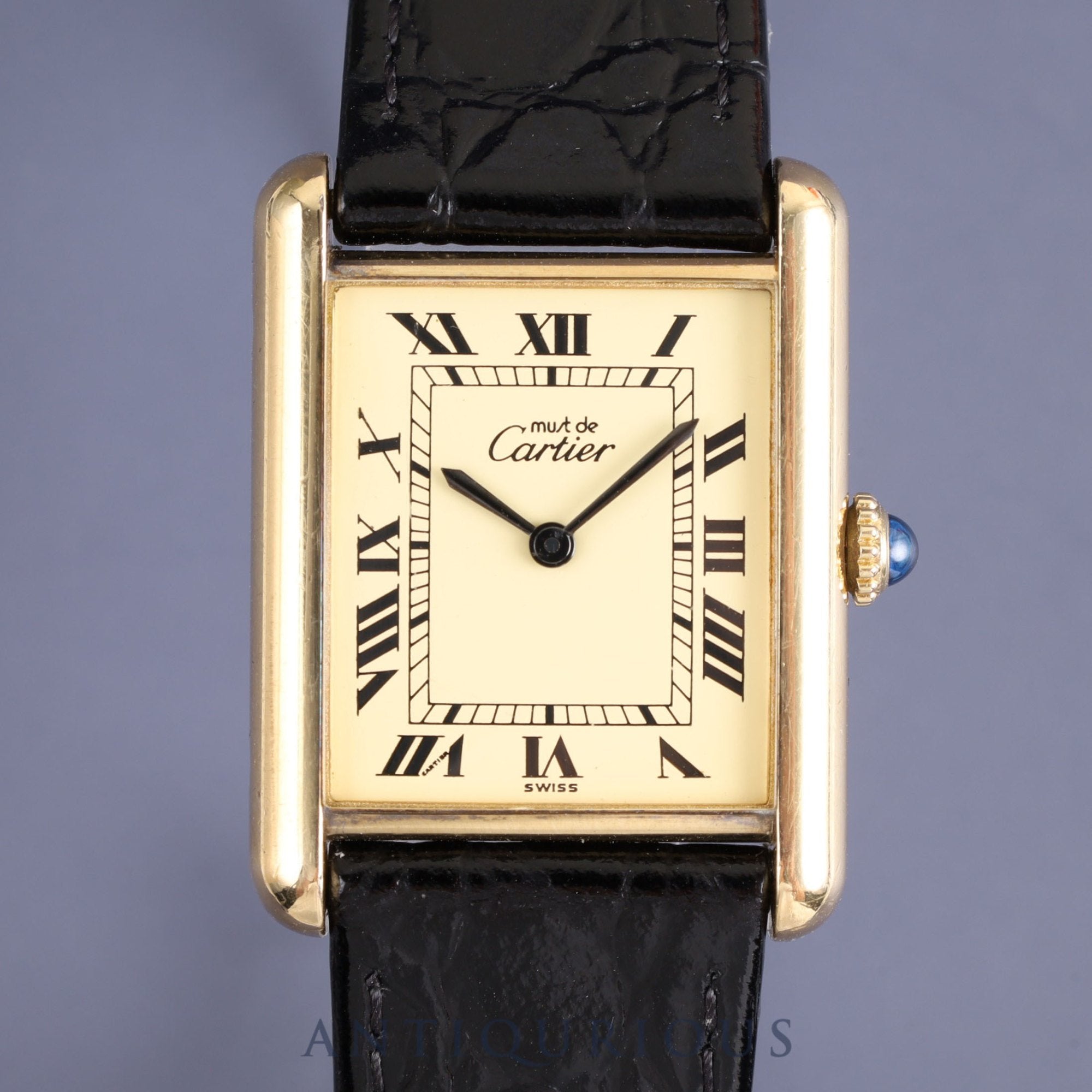 Cartier Must Tank LM Manual winding Cal.78-1 SV925 Leather Genuine buckle Ivory Roman dial Circa 1976-Early 1980s Overhauled