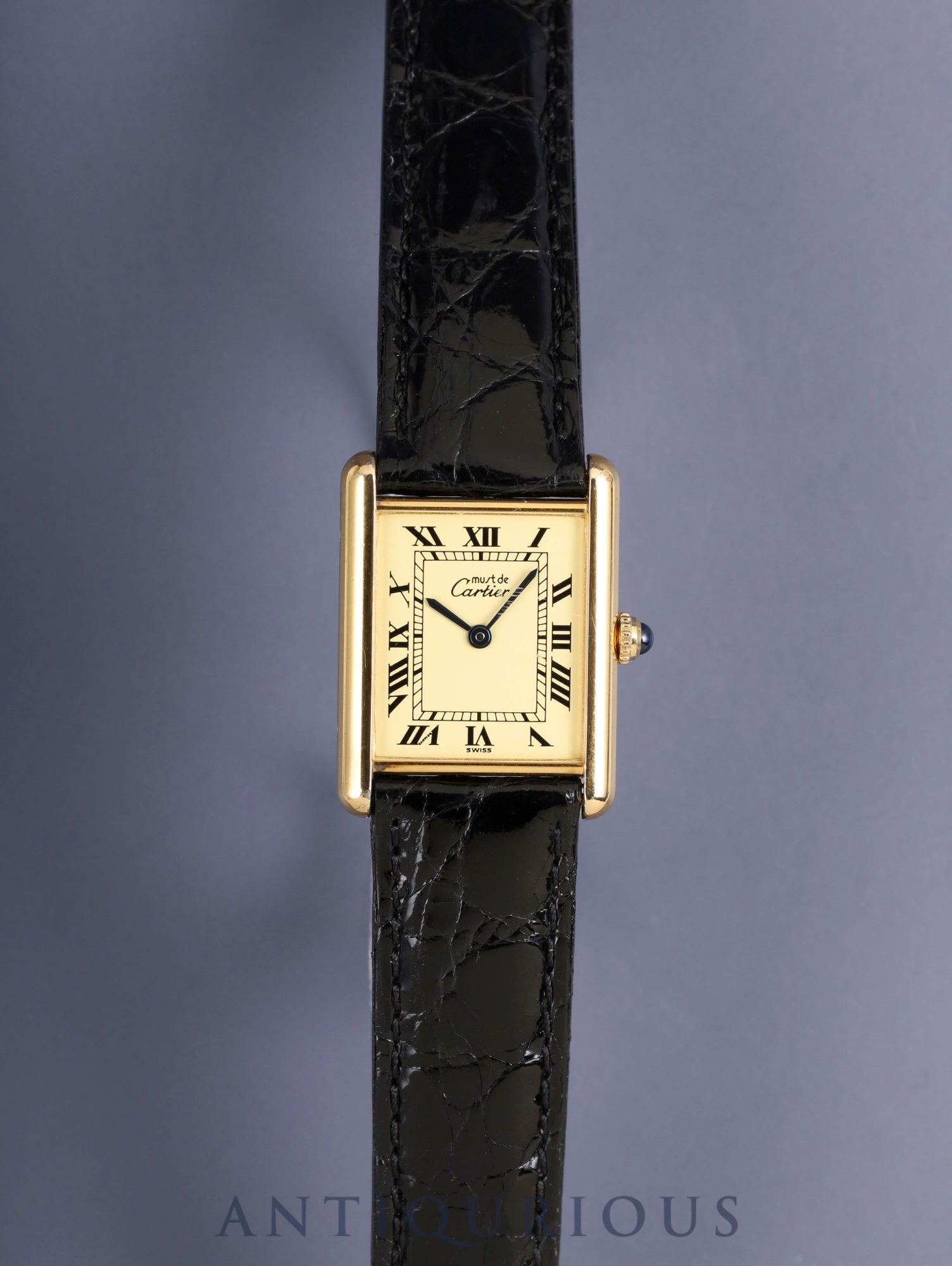 Cartier Must Tank LM 590005 Quartz Cal.90 SV925 Leather Original Pin Buckle (GP) Ivory Roman Dial (SWISS marking) Booklet Overhauled