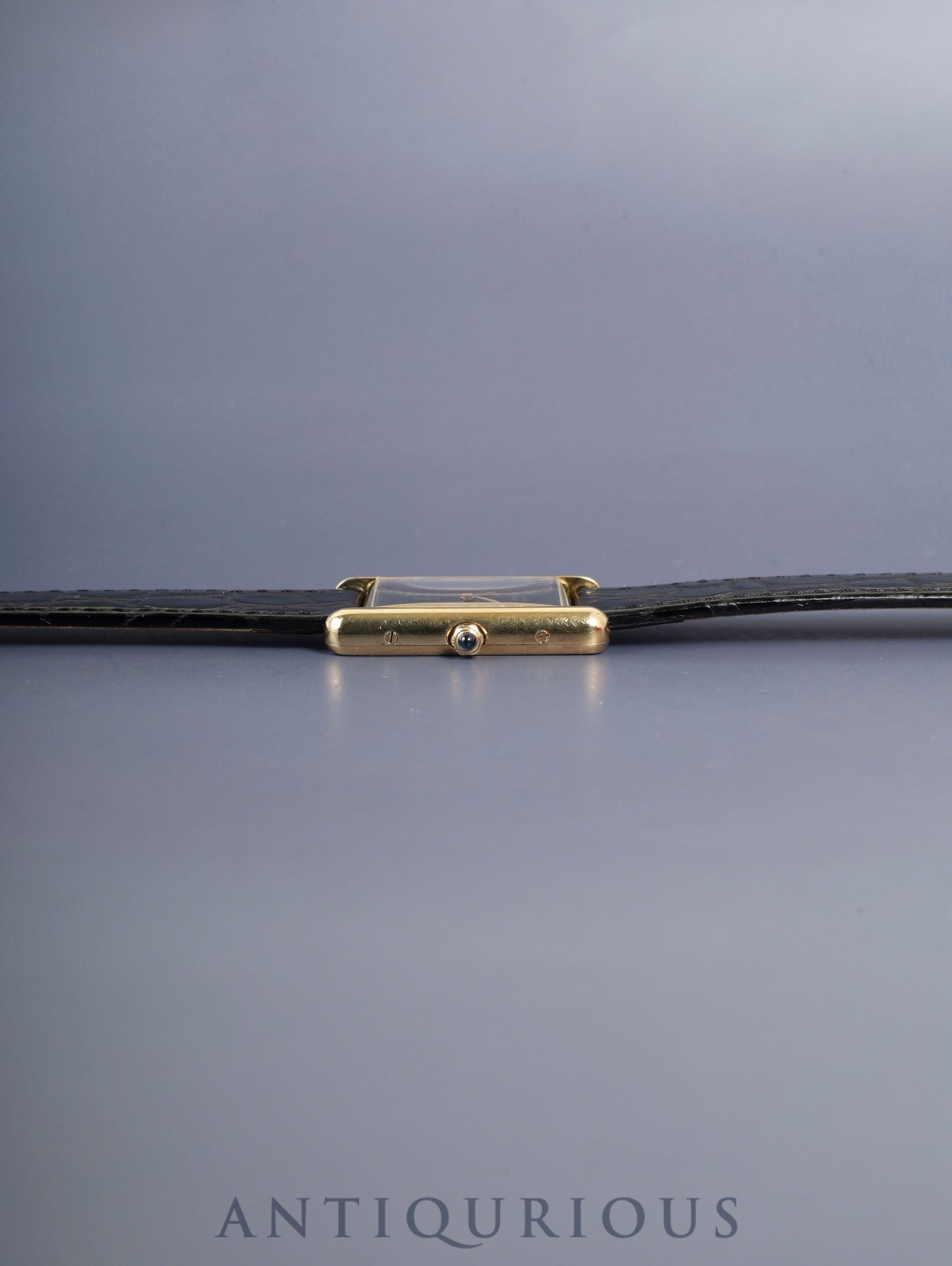 カルティエ マストタンク LM 6 81006 クォーツ Cal.81 SV925 革 純正ピンバックル(GP)オニキス文字盤(SWISS表記)23×30mm 1982年頃~1995年頃 箱 タグ オーバーホール済み