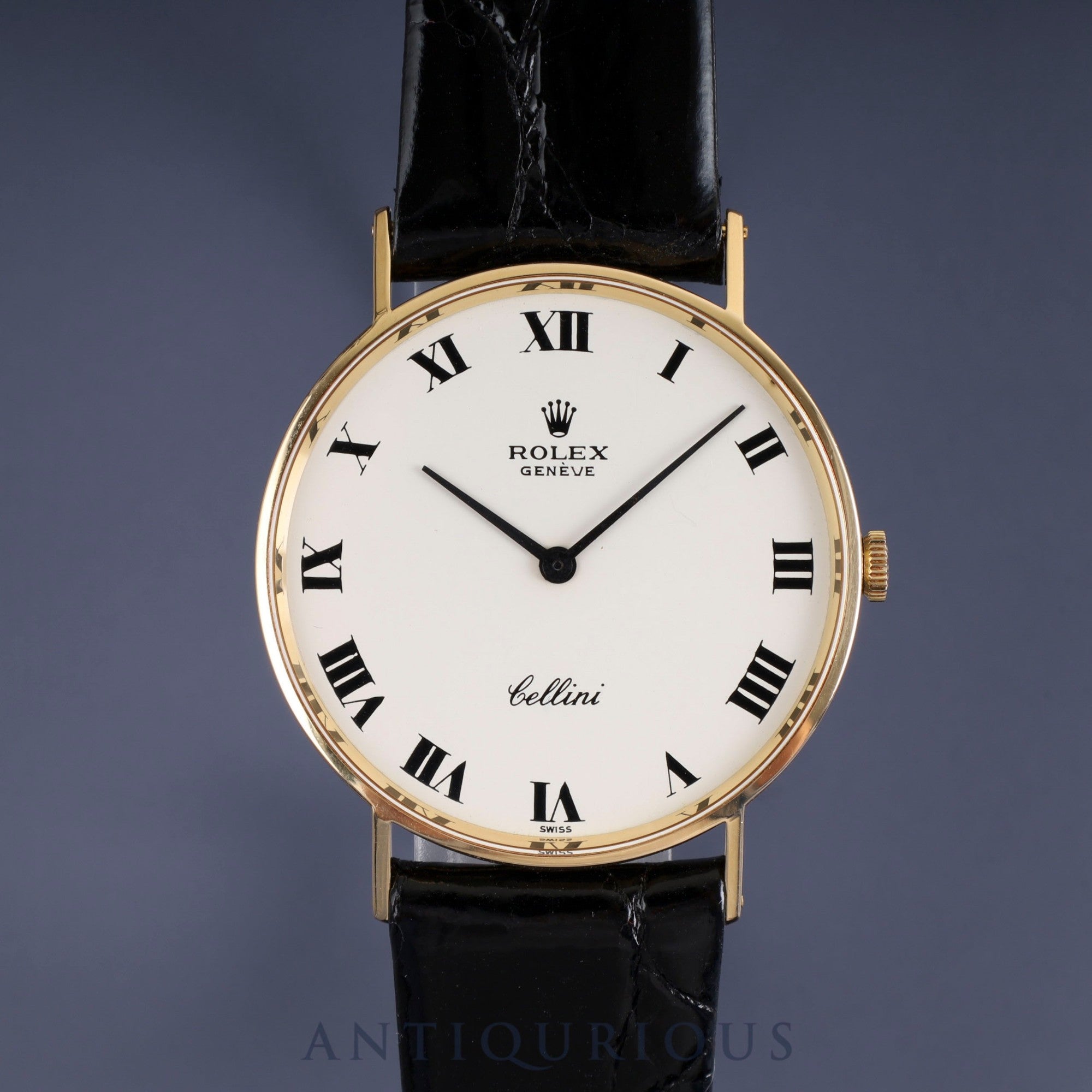 Rolex Cellini 3833 Manual winding Cal.1600 750 Leather Genuine buckle (GP) White Roman dial 1967 (23rd series) Overhauled