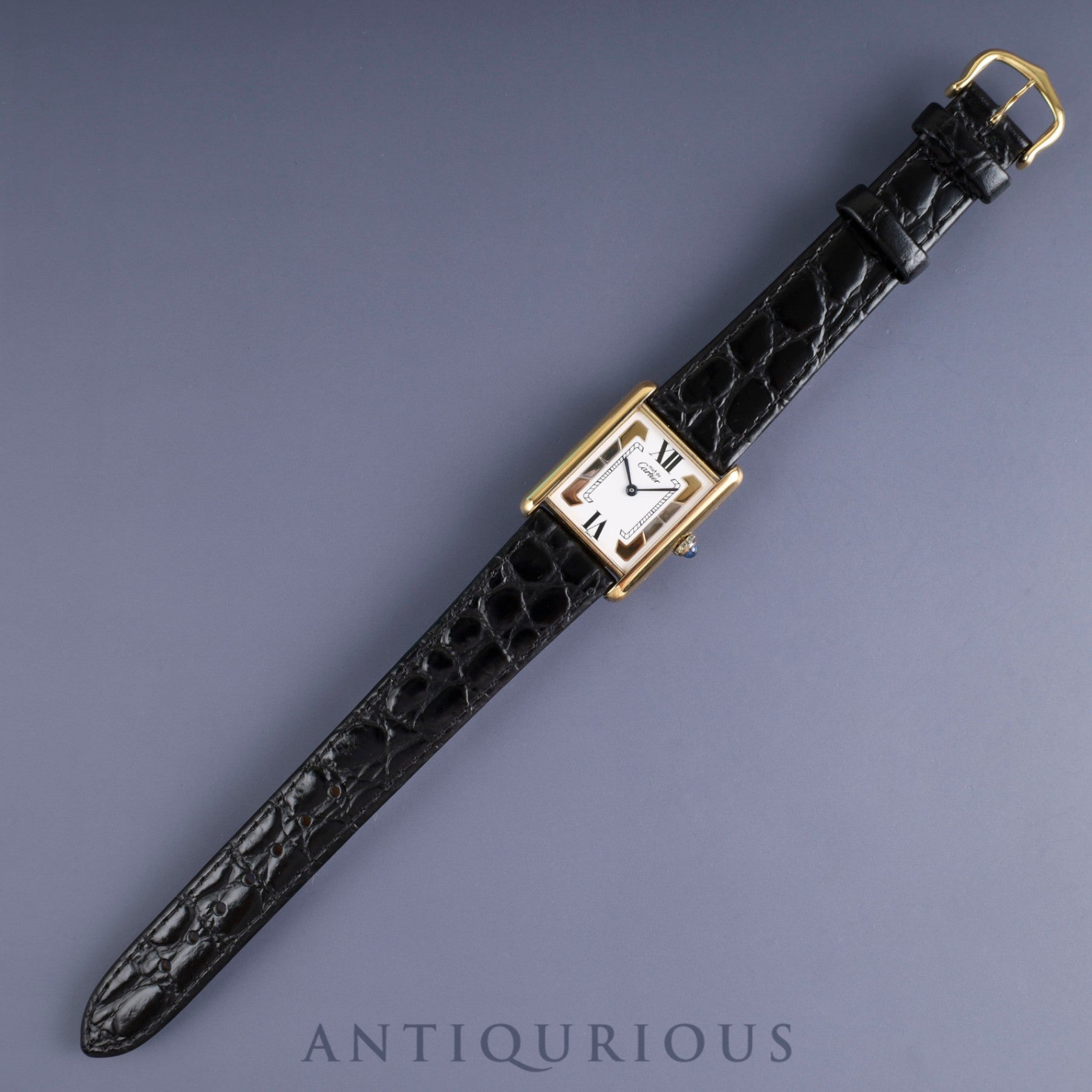 カルティエ マストタンク LM 590005 クォーツ Cal.90 SV925 革 純正尾錠(GP) サイドトリニティ文字盤 オーバーホール済み