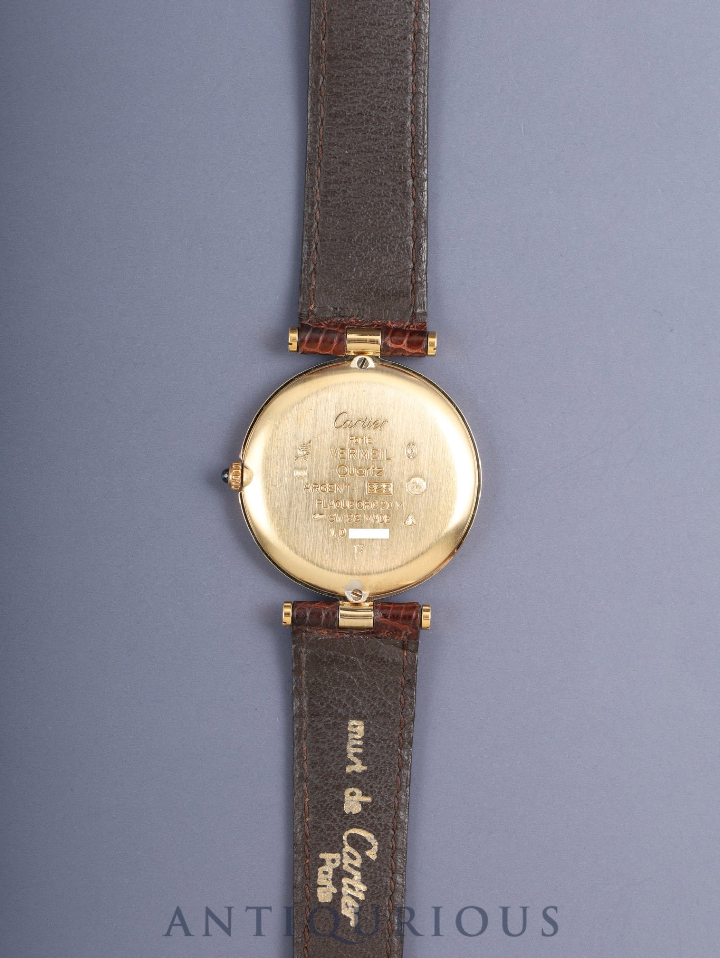 カルティエ マスト ヴァンドーム VLC LM W1001054 / 17 クォーツ SV925 革 純正尾錠(GP) クロワゾネ文字盤 カルティエブティックにてコンプリートサービス済み