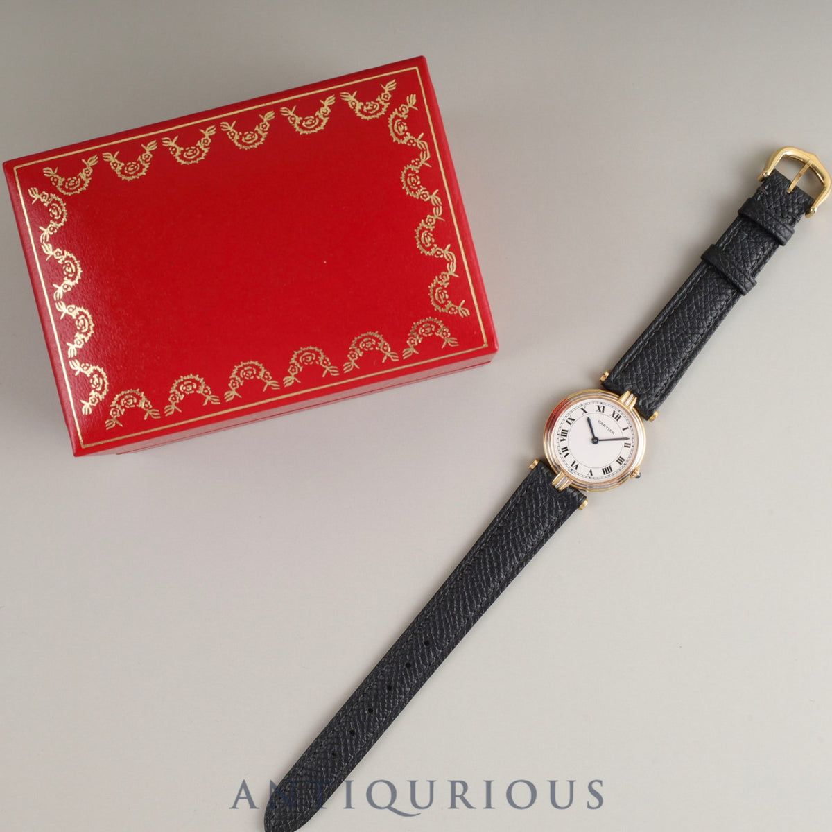 Cartier Vendome VLC SM Trinity 81004 Quartz Cal.81 750 Leather Genuine Buckle (GP) White Roman Dial Box Overhauled