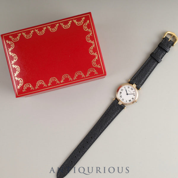 Cartier Vendome VLC SM Trinity 81004 Quartz Cal.81 750 Leather Genuine Buckle (GP) White Roman Dial Box Overhauled