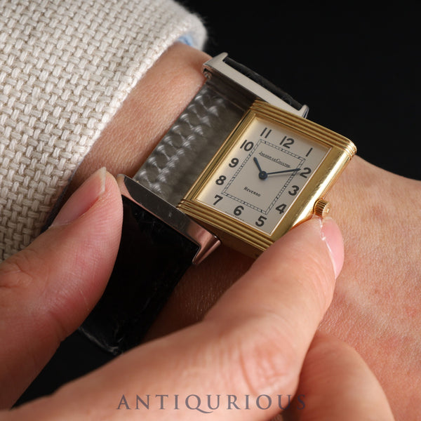 ジャガー・ルクルト レベルソ クラシック 250.8.08 クォーツ SS/YG 革 純正尾錠(SS)シルバーアラビア文字盤 オーバーホール済み ※ケース裏彫りあり