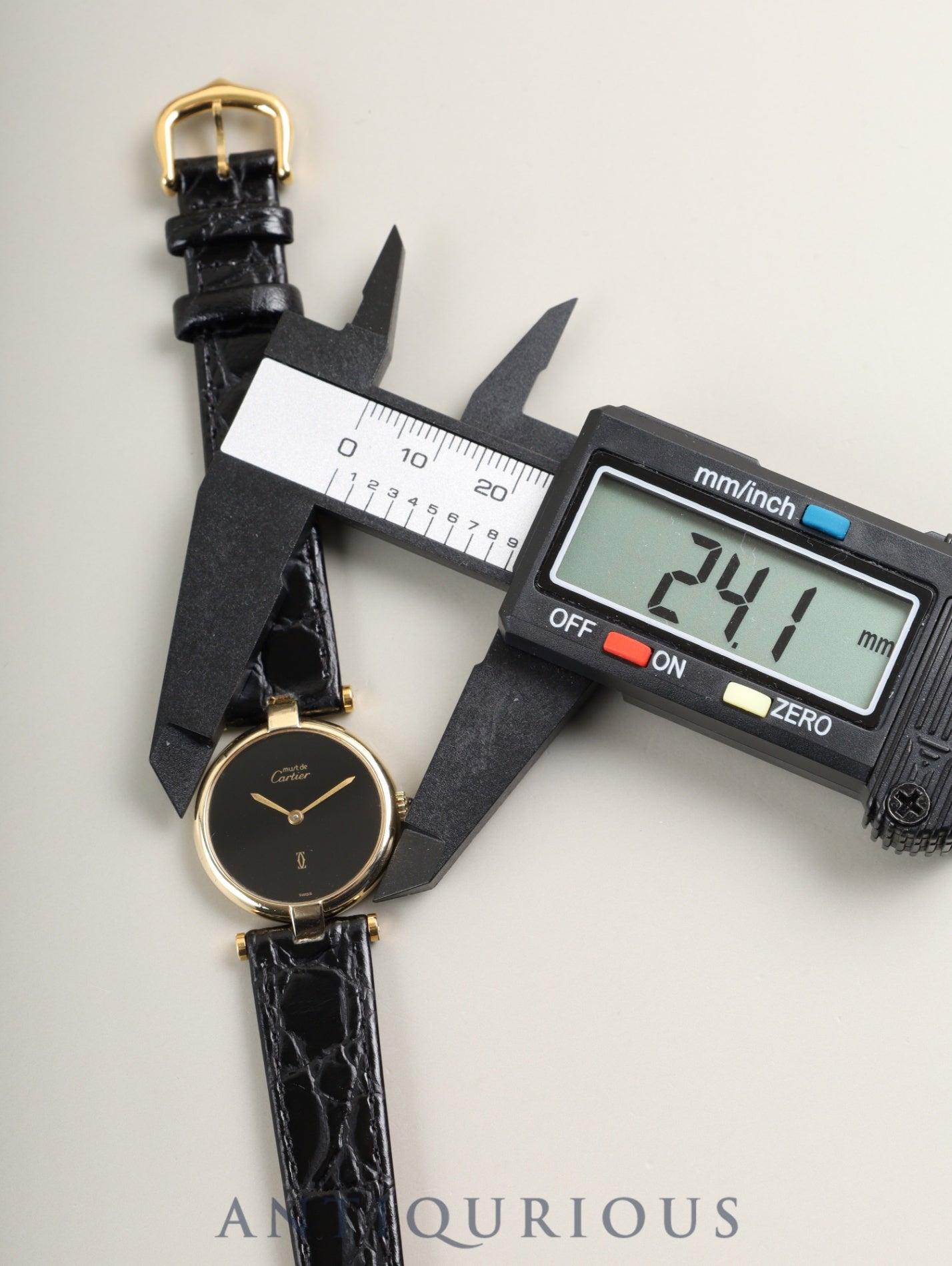 カルティエ マスト ヴァンドーム VLC SM 18 クォーツ Cal.81 SV925 革 純正尾錠(GP) オニキス文字盤 オーバーホール済み