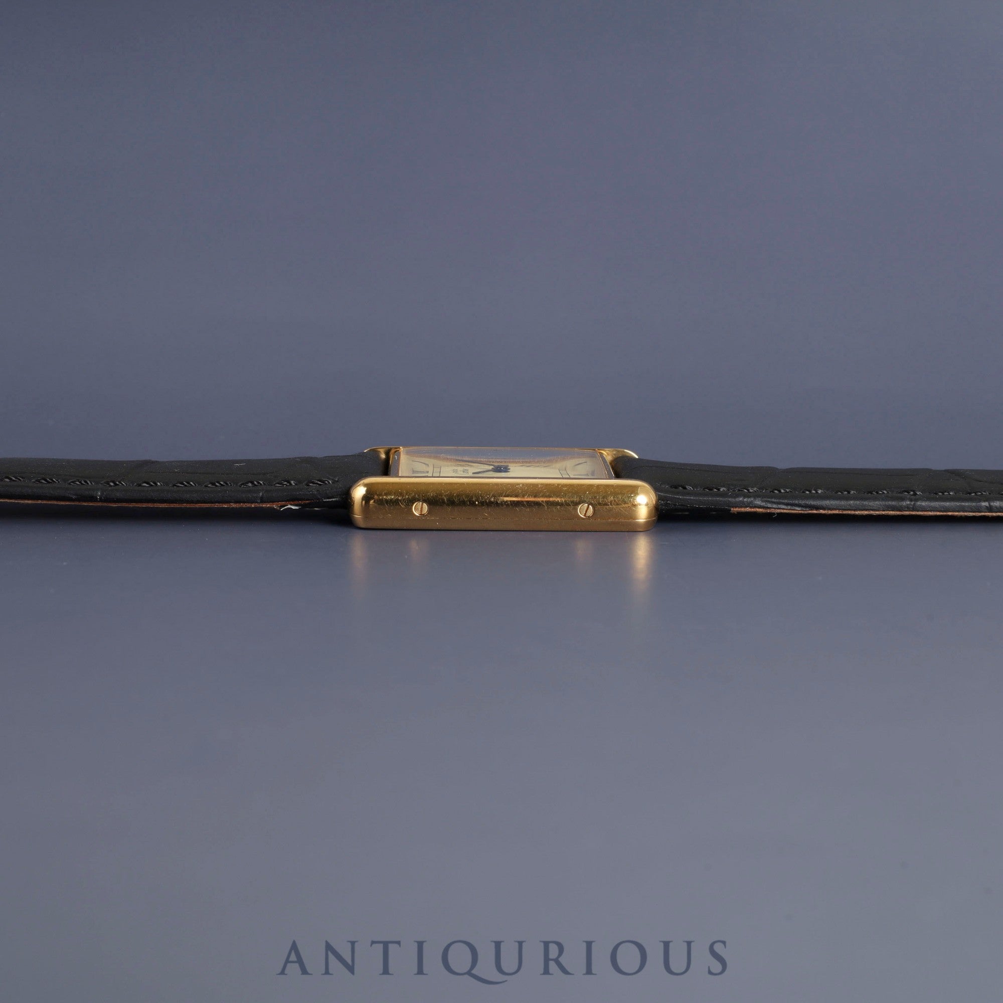 Cartier Must Tank LM 590005 Quartz SV925 Leather Genuine Buckle (GP) Ivory Roman Dial Overhauled