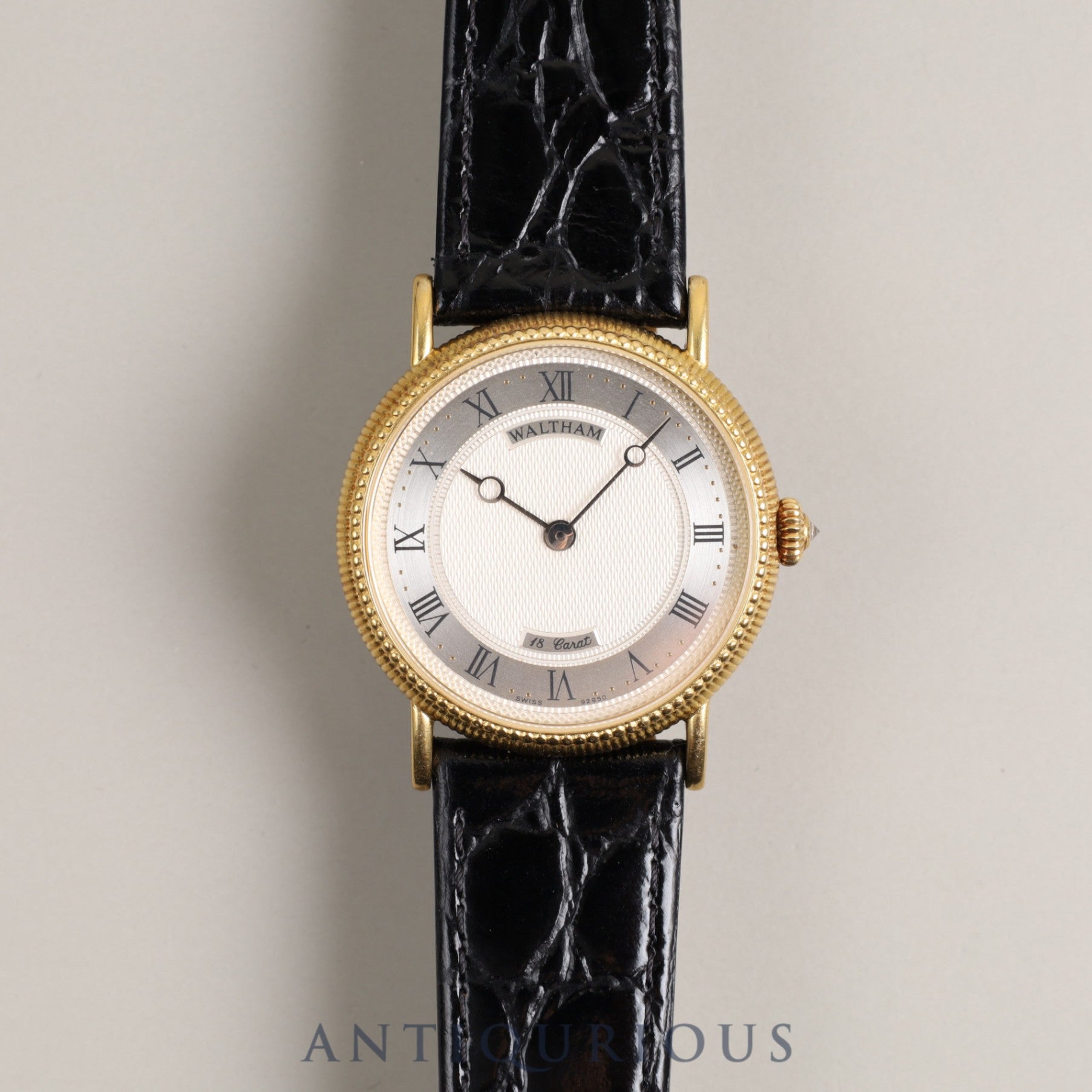 ウォルサム ラウンド 手巻き 750 革 社外尾錠(GP)シルバー文字盤 オーバーホール済み