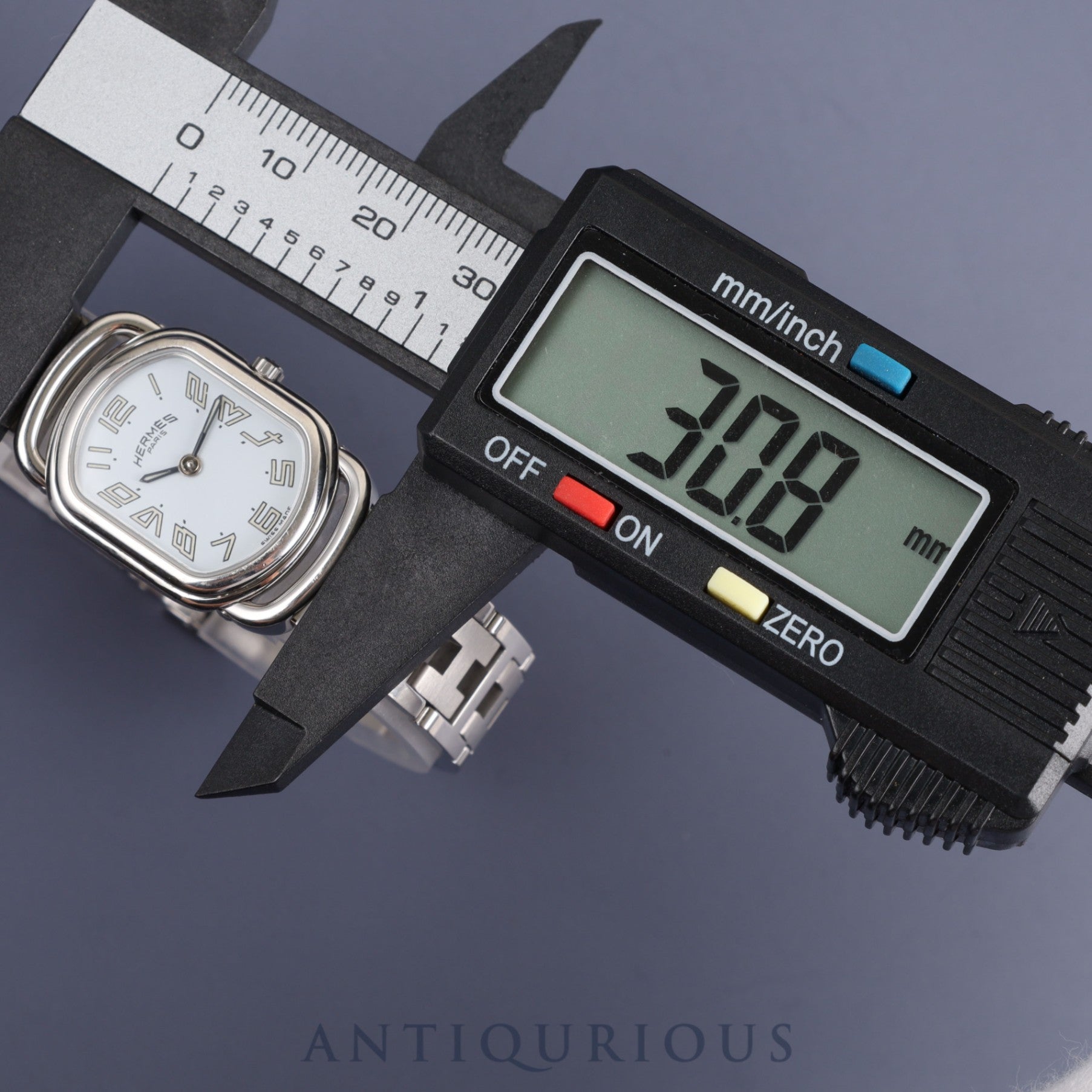 Hermes Rally RA1.210 Quartz Cal.976.001 SS White Dial Warranty (2002) Box Overhauled