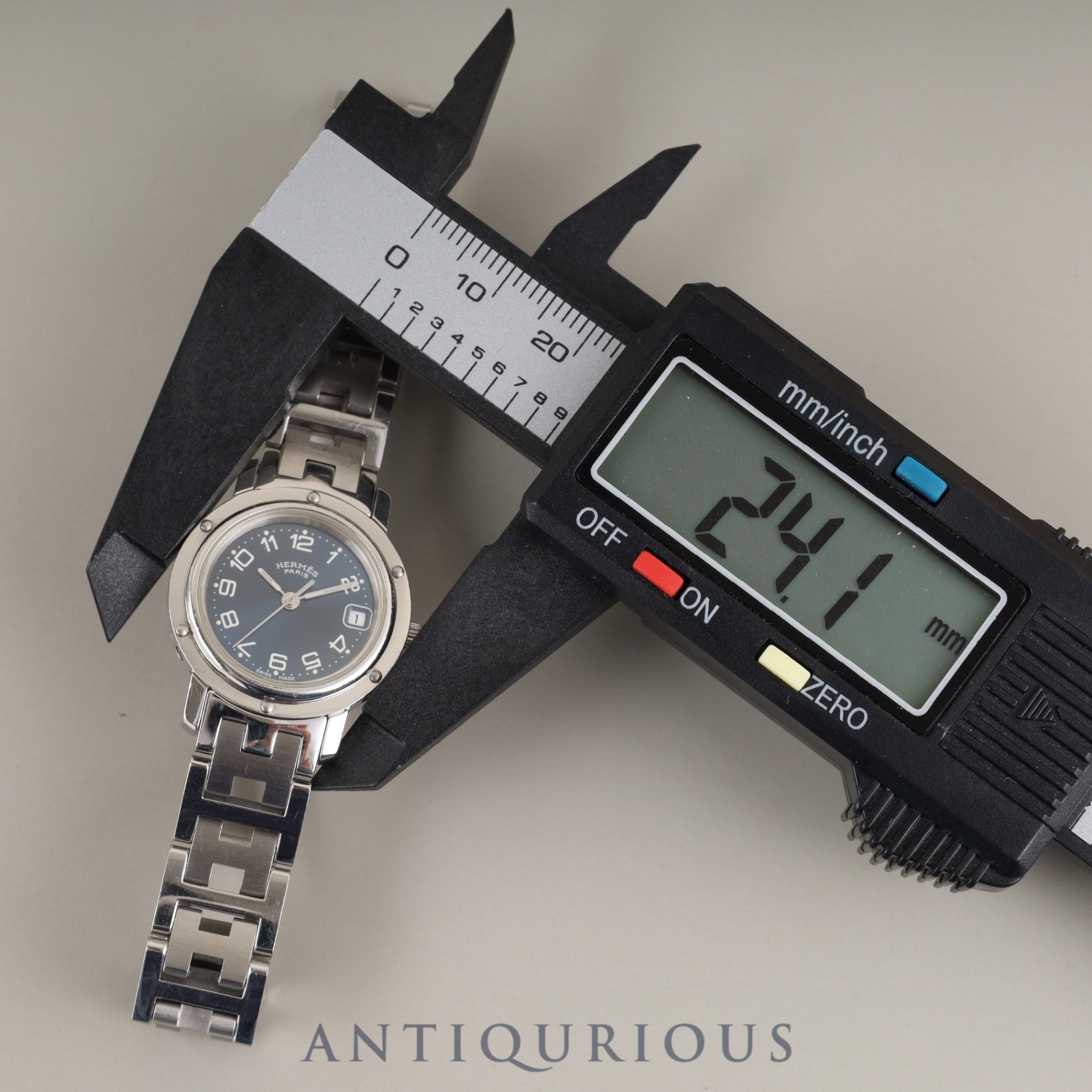 エルメス クリッパー CL4.210 クォーツ SS SS ブルー文字盤 箱 冊子 保証書 オーバーホール済み